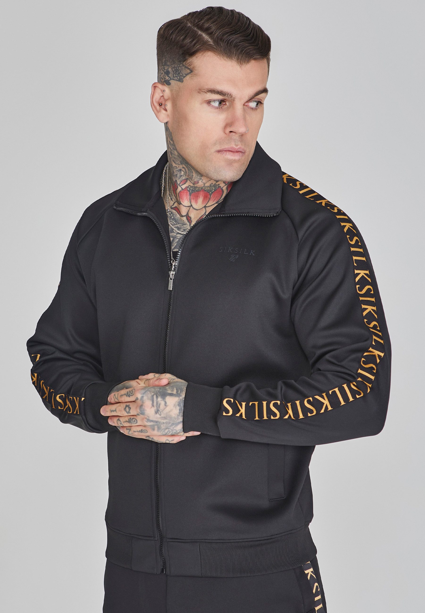Siksilk Sweatjacke SikSilk Herren Schwarze Full Zip Trainingsjacke