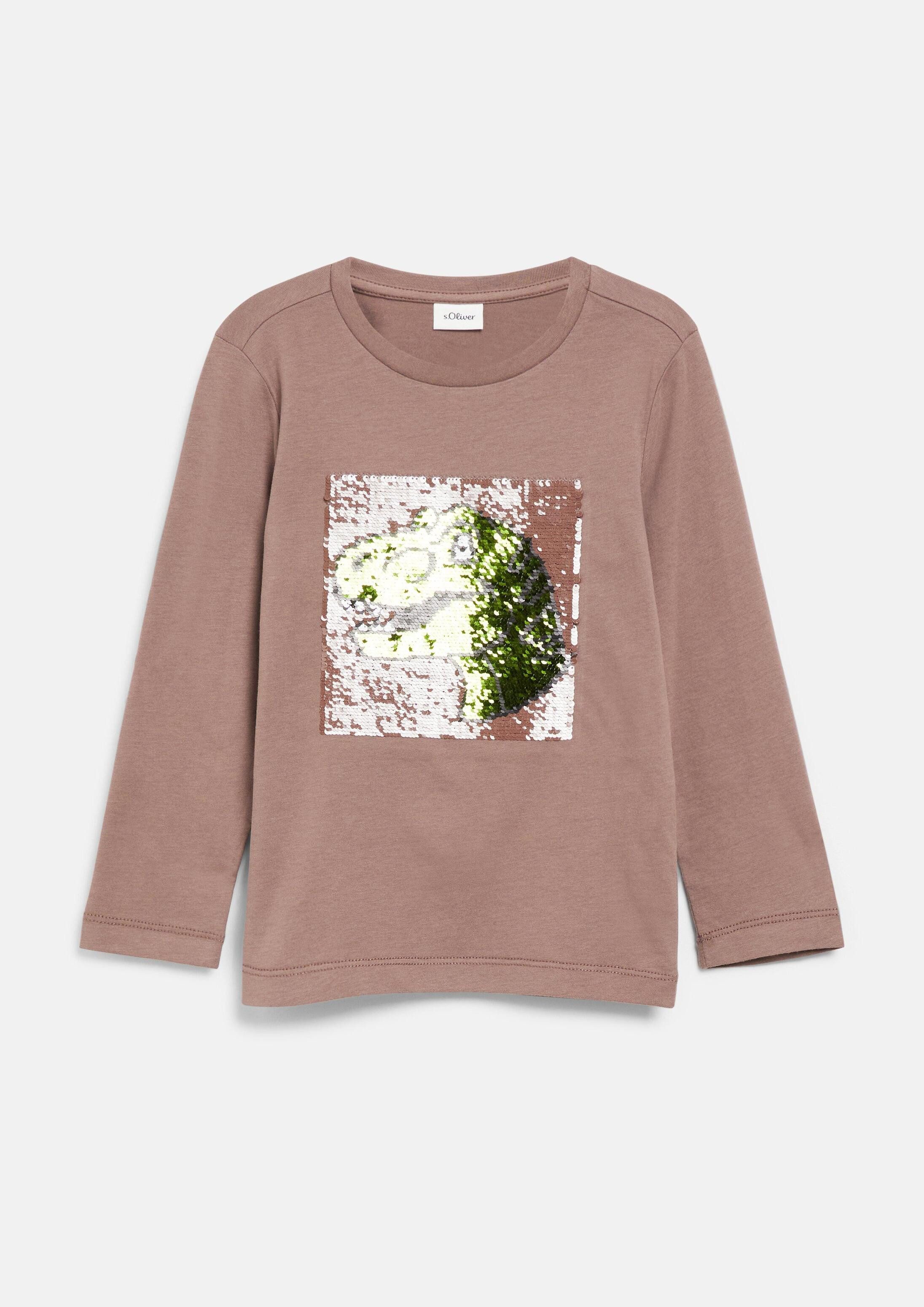 s.Oliver Langarmshirt T-Shirt Langarmshirt mit Wendepailletten