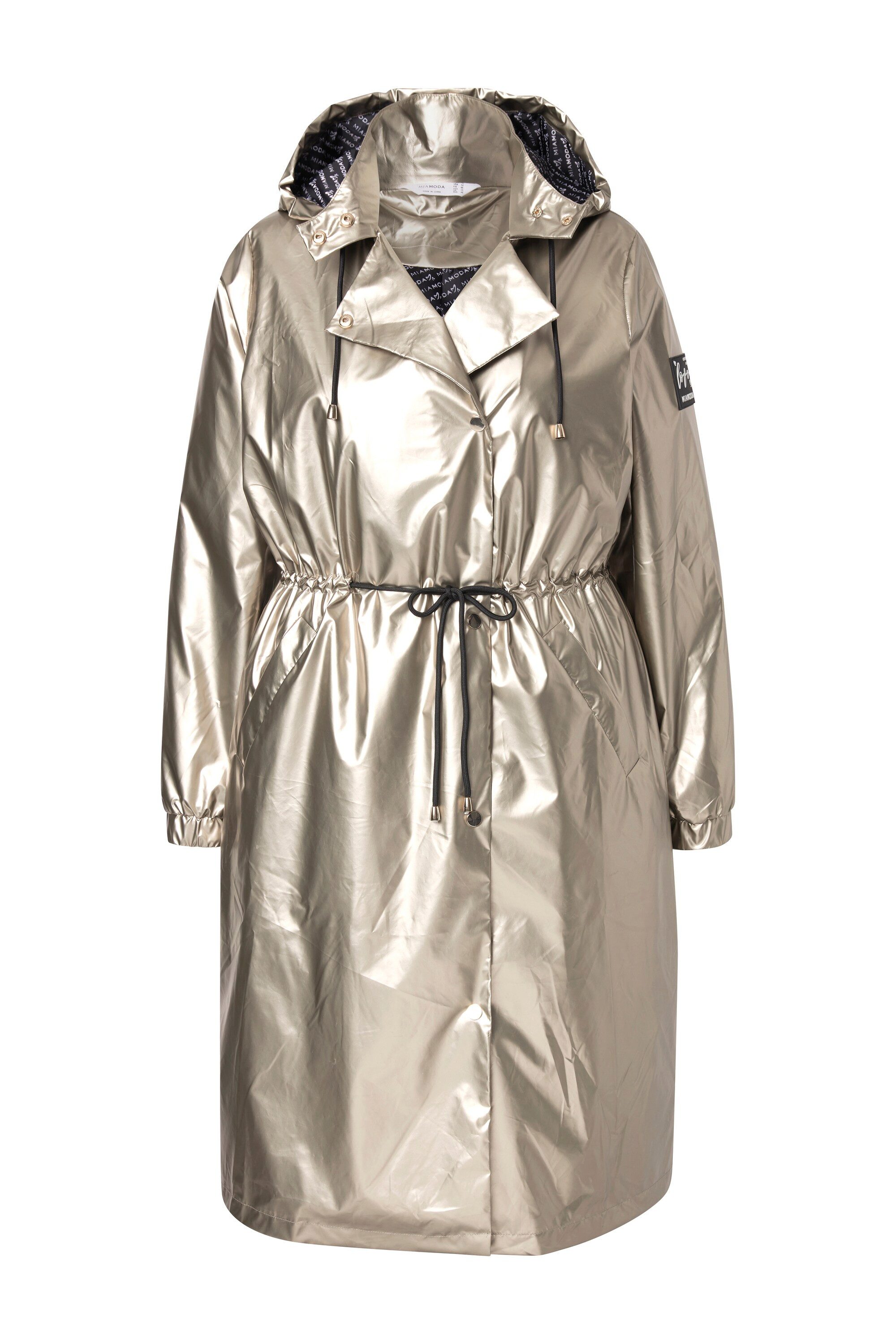 MIAMODA Wintermantel Mantel A-Linie Glanz Kapuze Taillen-Tunnelzug günstig online kaufen