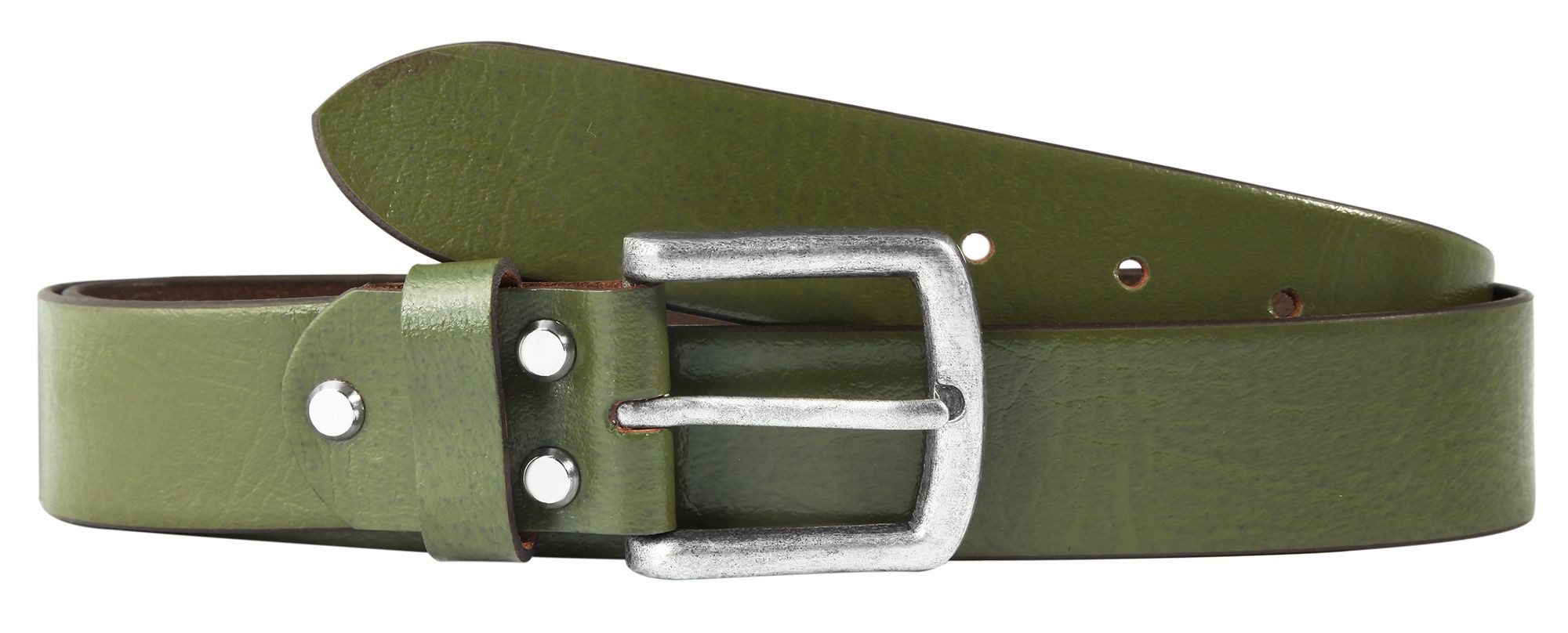 Leonardo Verrelli Ledergürtel hochwertiges Echt Leder dunkelgrün, 90 cm - 130 cm (Bundweite)