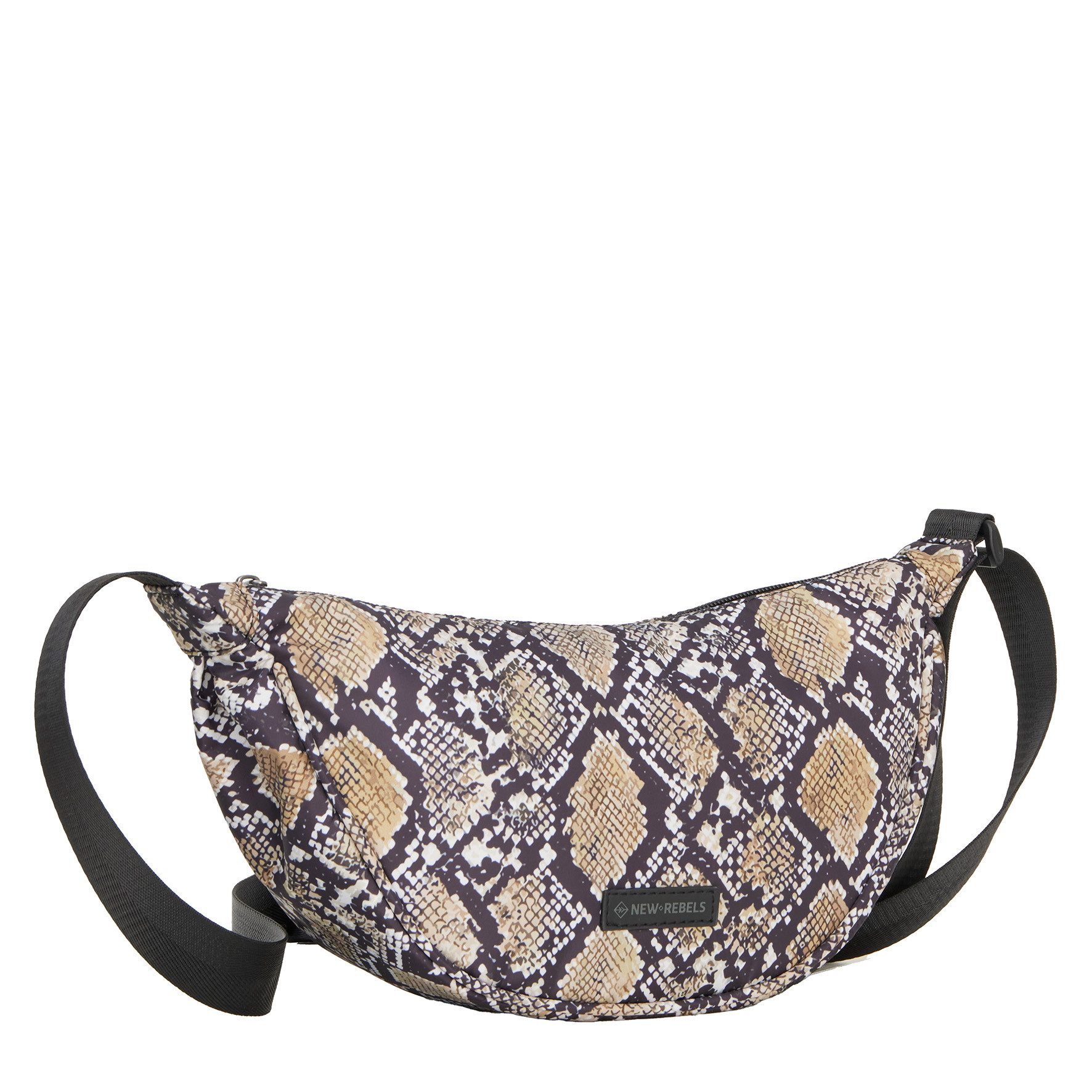 NEW REBELS Umhängetasche Moonbag Stay Wild Crossbody-Tasche Schlangen-Print Nylon beige/braun