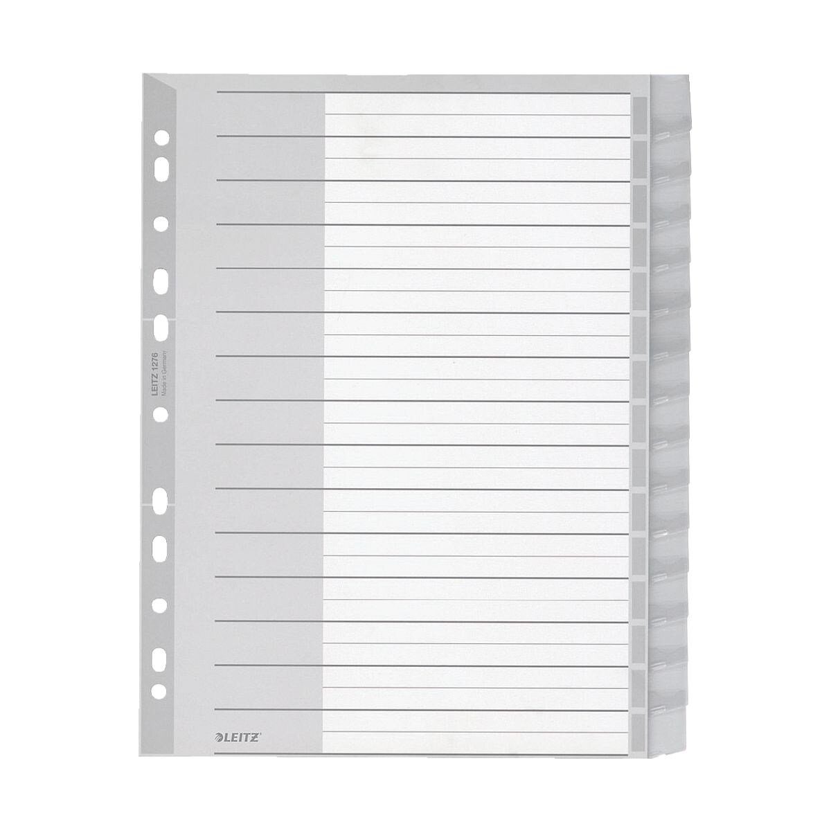 LEITZ Aktenordner 1276, Register mit Fenstertaben, DIN A4 überbreit, 15-tlg., Kunststoff