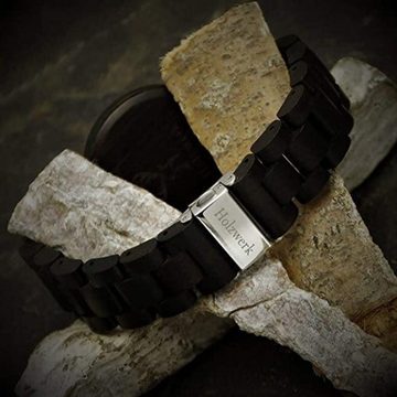 Holzwerk Quarzuhr HEIMBACH Damen und Herren Holz Armband Uhr in dunkelbraun & schwarz