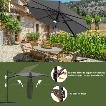 HOMALL Sonnenschirm Gartenschirm 270/300cm, Gartenschirm mit Ständer 360° Funktion UV