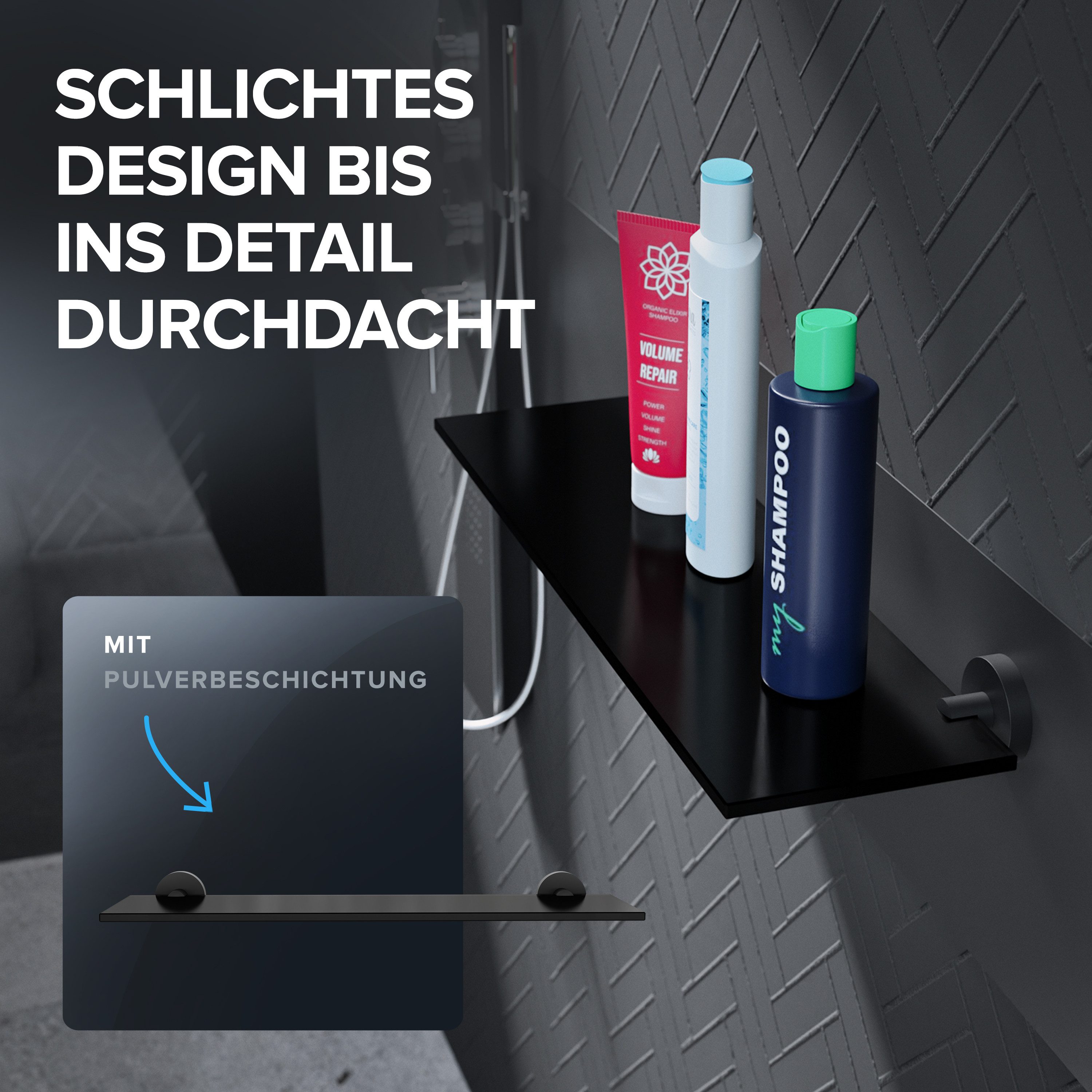 ovimar Badregal Flakstadoy, 1-tlg., aus Glas in Schwarz zur Zum Bohren