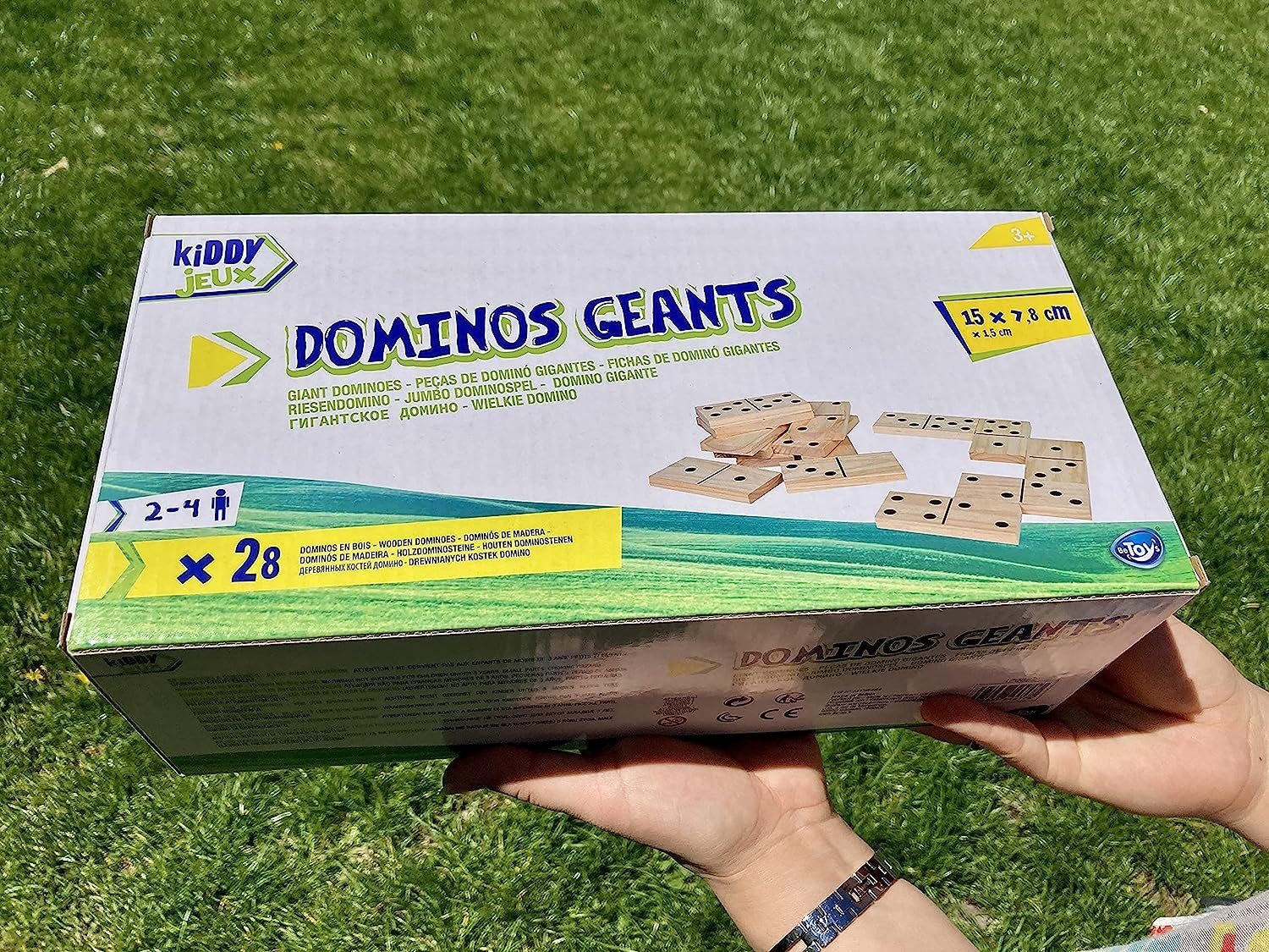 Be Toys Spielesammlung Domino XXL Holz 28 DOMINOSTEINE Dominospiel Kinderspiel Indoor Outdoor, JJA, FSC Siegel