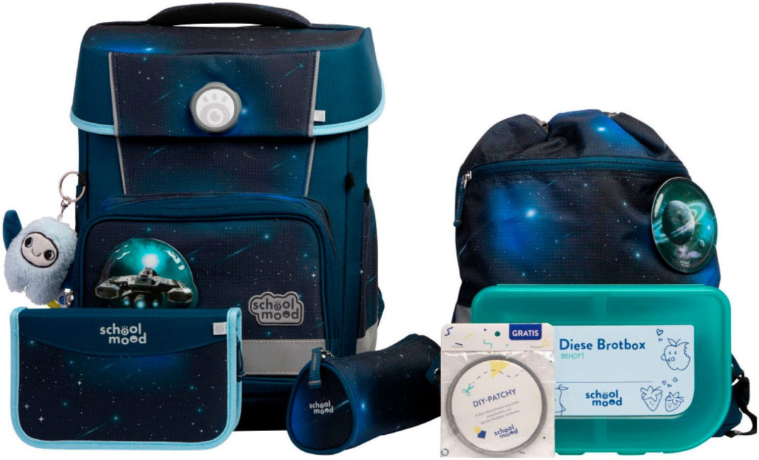 SCHOOL-MOOD® Schulranzen Champion Pro (Set, 7-tlg), mit LED-Patchy