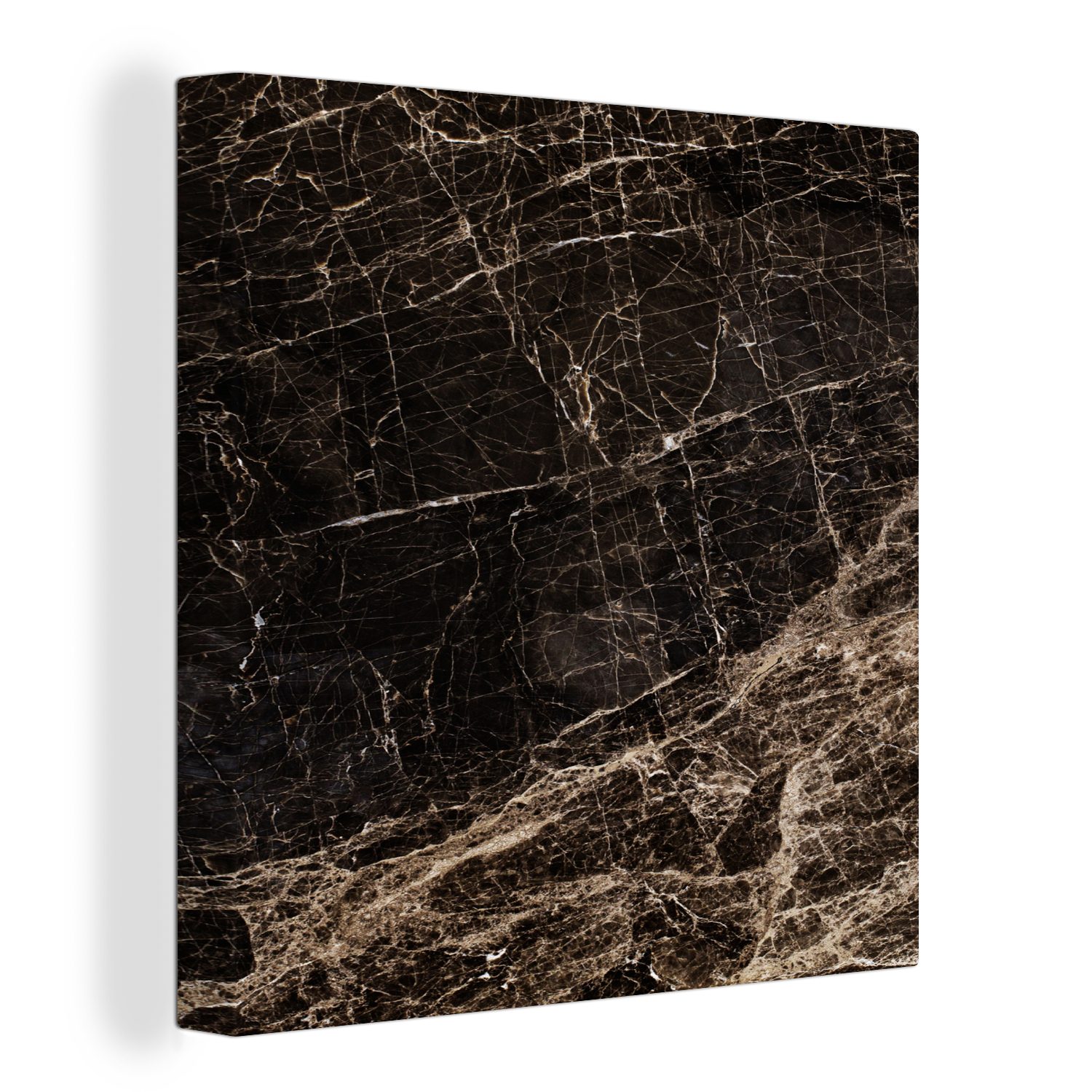 OneMillionCanvasses® Leinwandbild Marmor - Schwarz - Braun - Klassisch, (1 St), Leinwand Bilder für Wohnzimmer Schlafzimmer