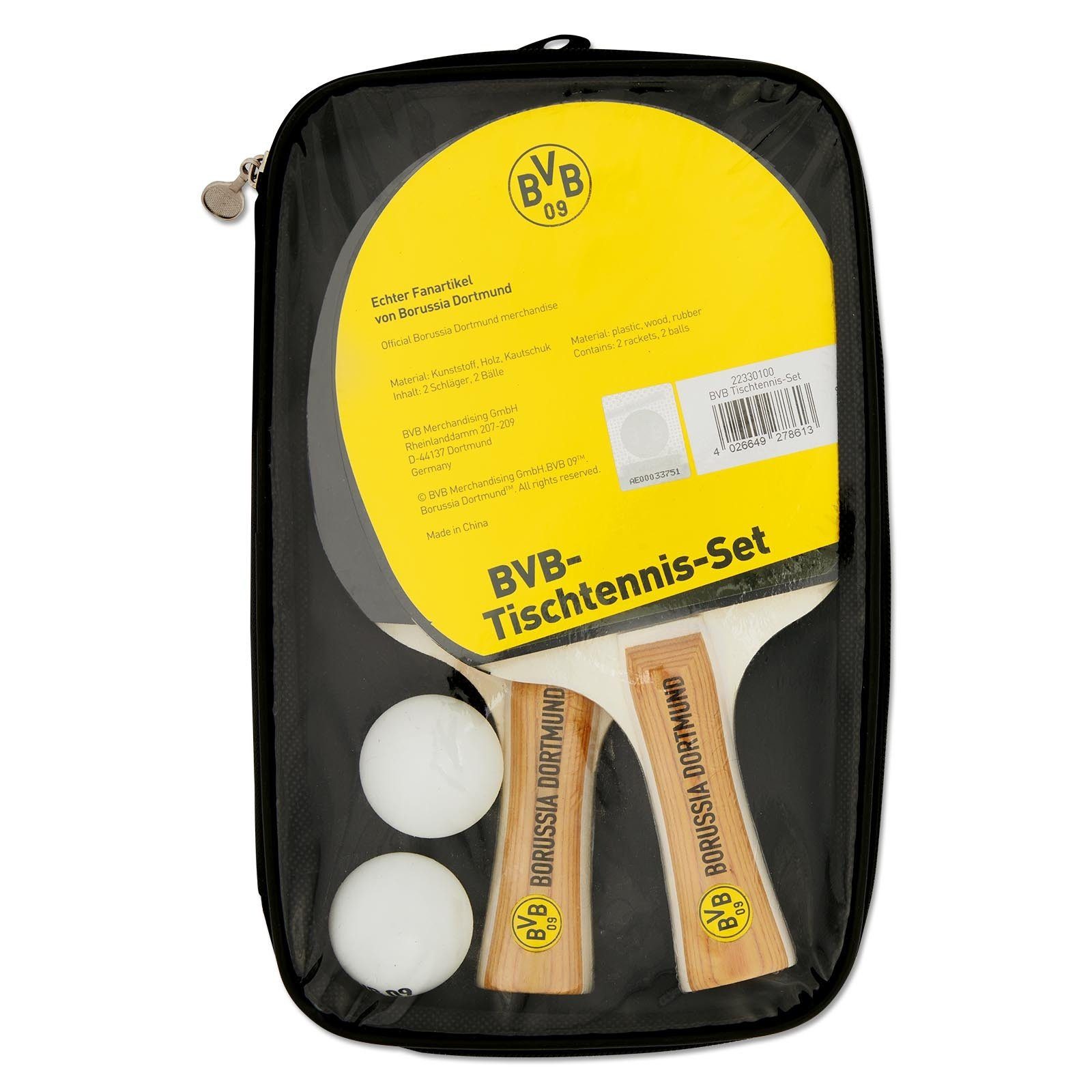 BVB Tischtennisschläger BVB Tischtennis-Set (Set, 4-tlg., mit Bällen, - mit Tasche)