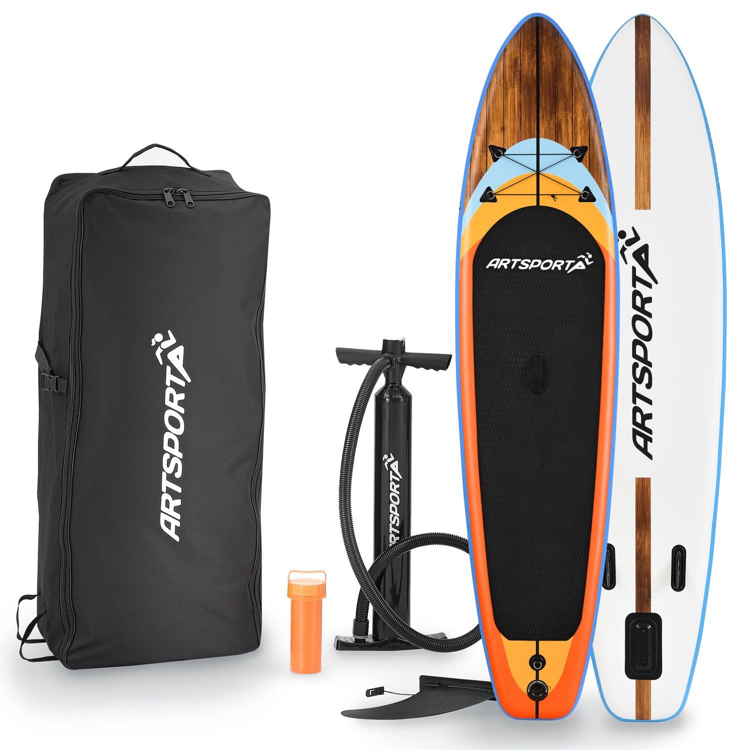 ArtSport Inflatable SUP-Board Beach Rocker, Stand Up Paddling Board, ideal für Anfänger, bis 150 kg, inkl. Tragetasche und Zubehör