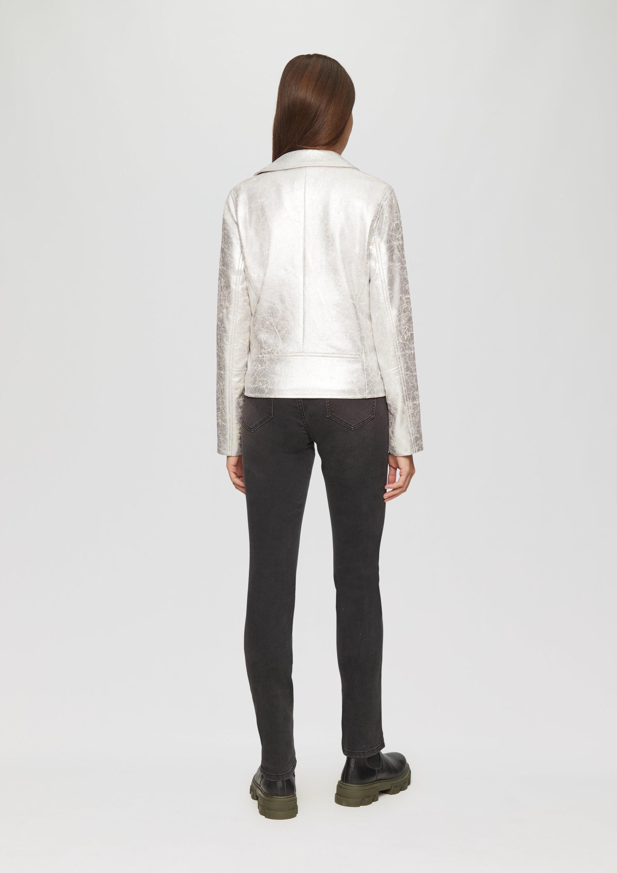 s.Oliver Funktionsjacke Indoor-Jacke Bikerjacke in Veloursleder-Optik