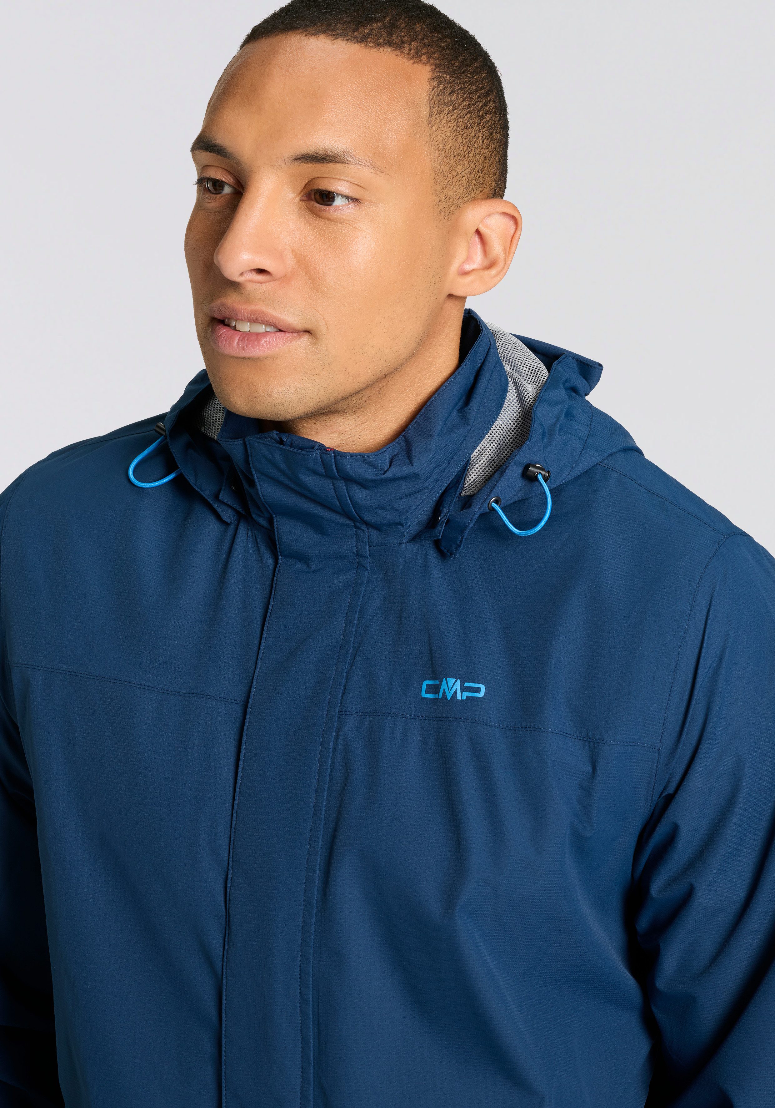 CMP Regenjacke MAN JACKET SNAPS HOOD atmungsaktiv, wasserdicht, winddicht, mit abnehmbarer Kapuze