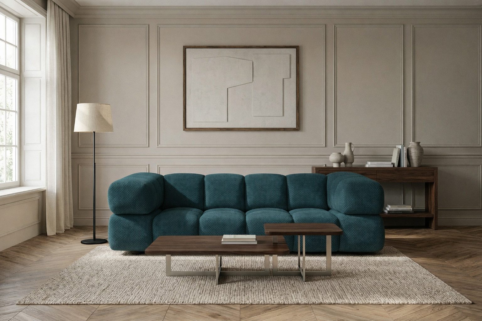 Kaiser Möbel Sofa 3-Sitzer für Wohnzimmer, Stoff Sonic 3D, AVERRO, Bubble-Design, Designer Sofa, Premiumstoff Sonic 3D, Abgerundete Form