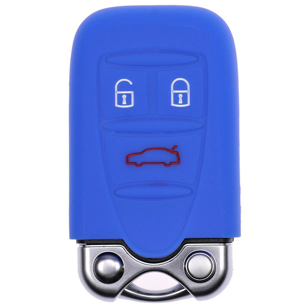 mt-key Schlüsseltasche Autoschlüssel Softcase Silikon Schutzhülle Blau, für ALFA Romeo 159 Brera 156 Spider 2005 - 2011 3 Tasten KEYLESS | Schlüsseltaschen