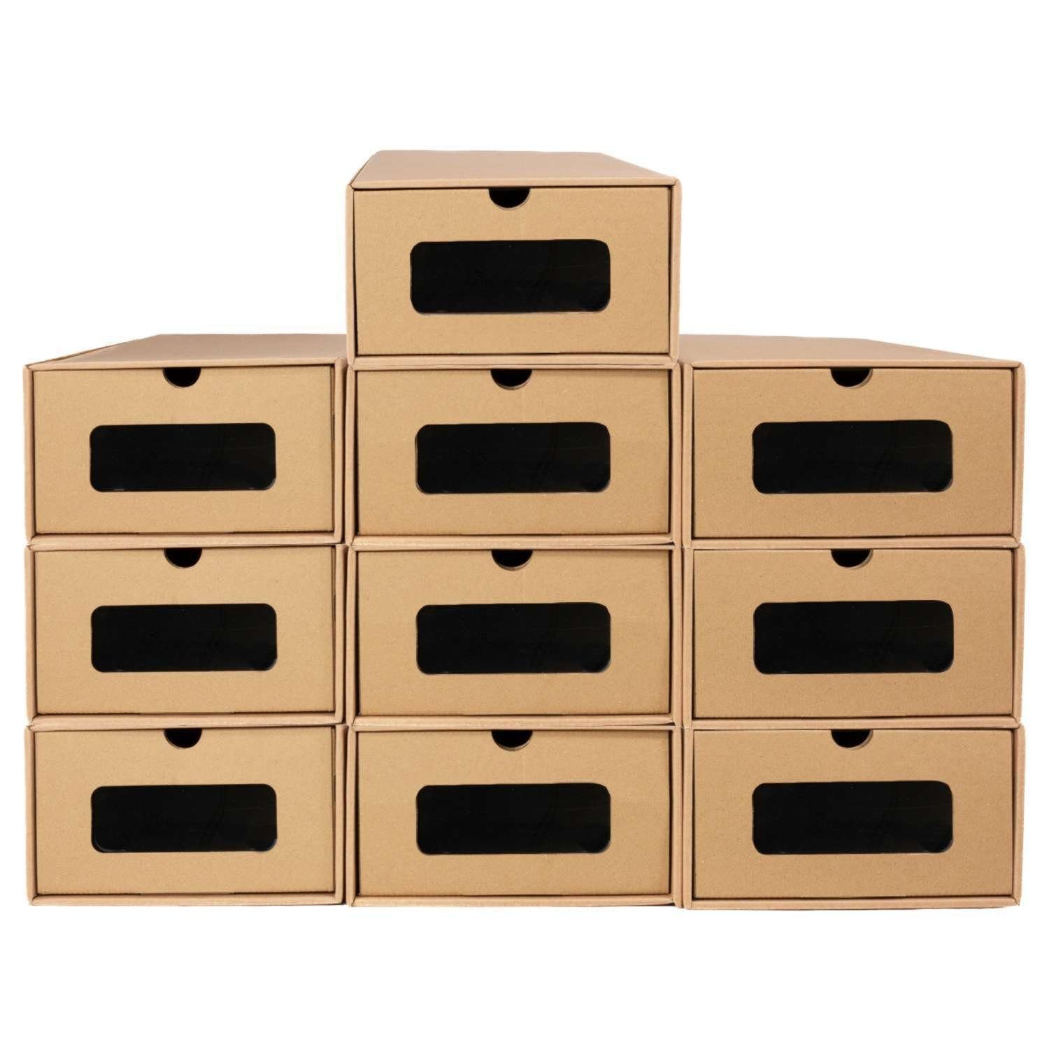 Intirilife Schuhbox, 10-teiliges Schuhboxen Set mit Sichtfenster  Ordnungsboxen Schuhkarton