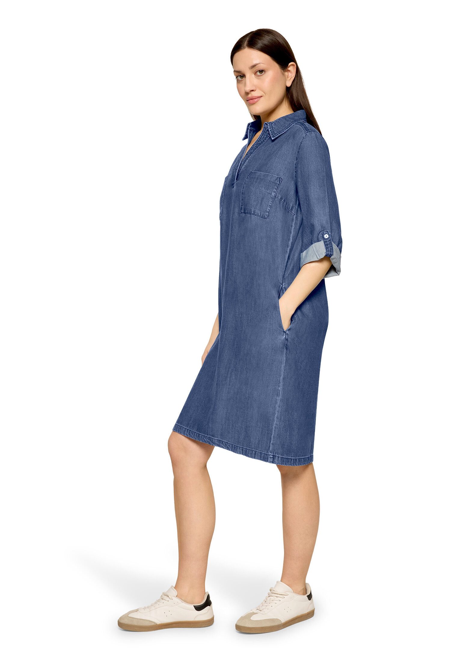 Cartoon Jeanskleid Damen mit Kragen