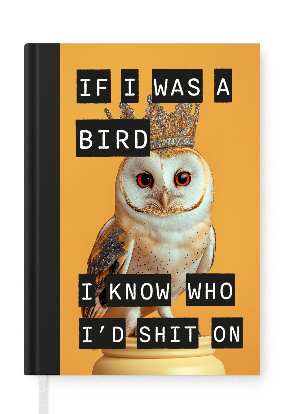 MuchoWow Notizbuch Gelb - Eule - Vogel - Dekoration, Notebook, Notizblock a5, Tagebuch, Journal Liniert