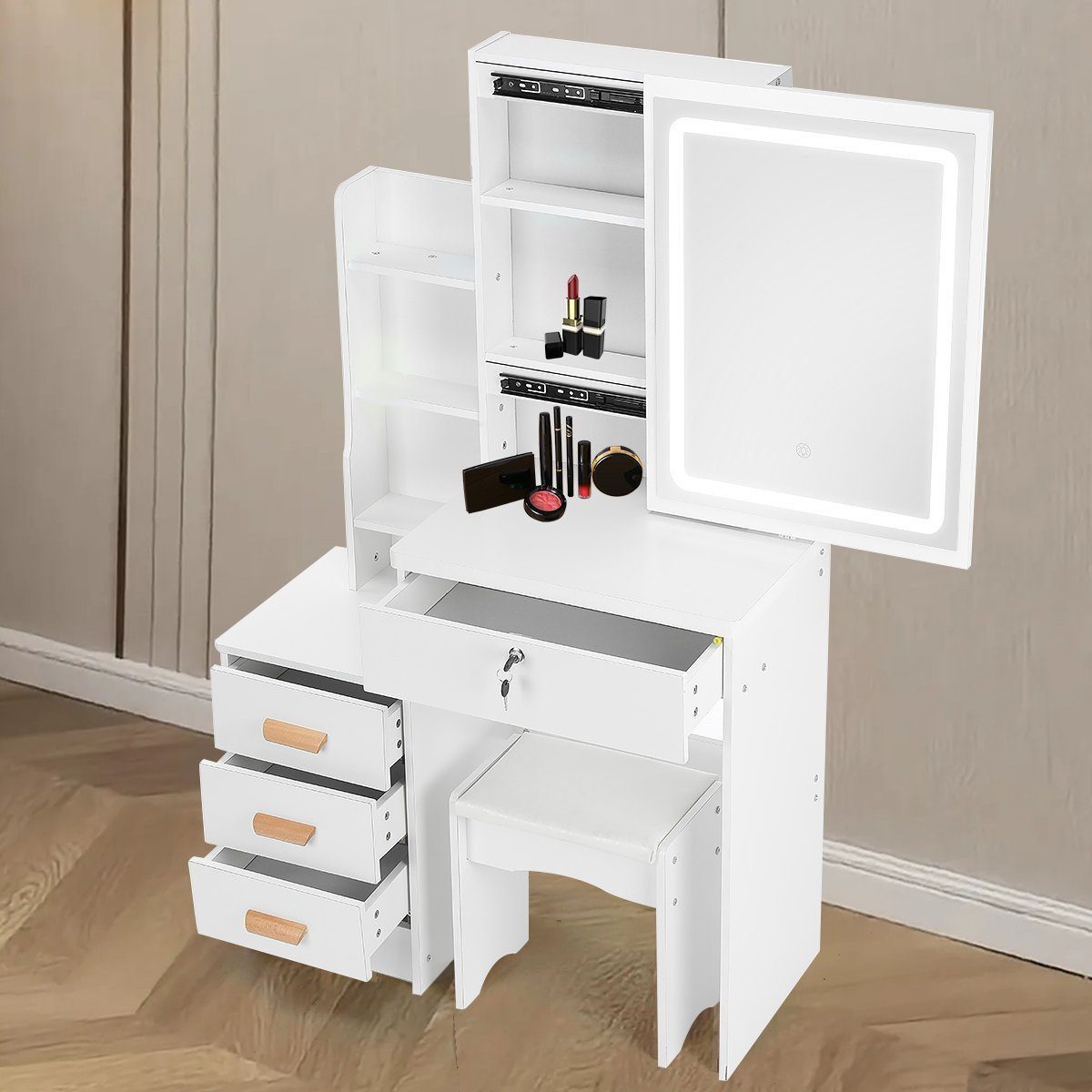 OULENBIYAR Schminktisch Modernes Waschtisch-Set mit LED-beleuchtetem günstig online kaufen