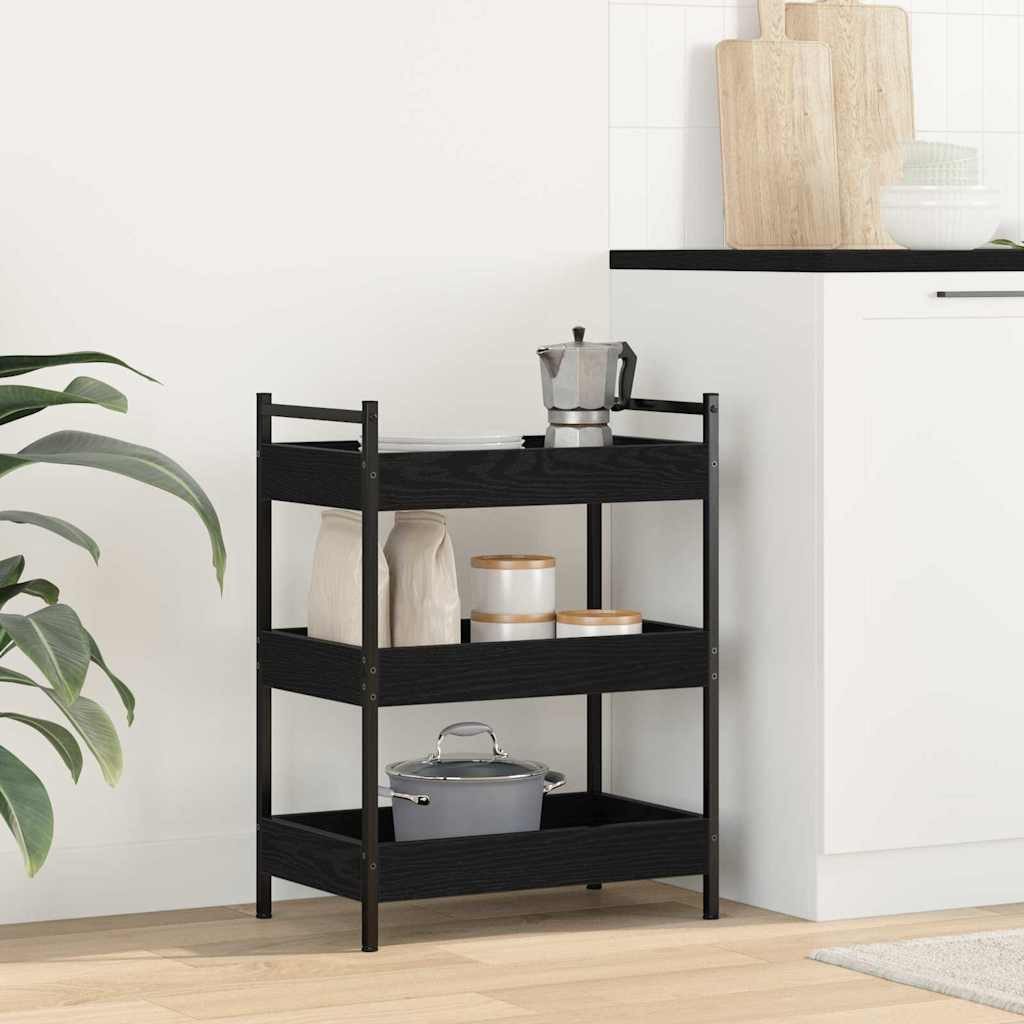 vidaXL Küchenwagen Küchentrolley Schwarz Eichen-Optik 50 x 30 x 70 cm, (1 St) – Bild 4 von 5