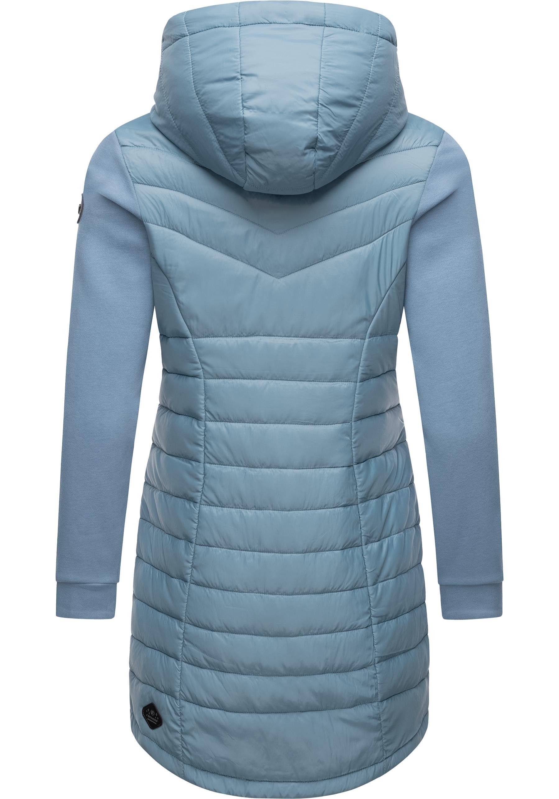 Ragwear Steppmantel Lucinda Long Mantel aus modernem Materialmix mit Kapuze