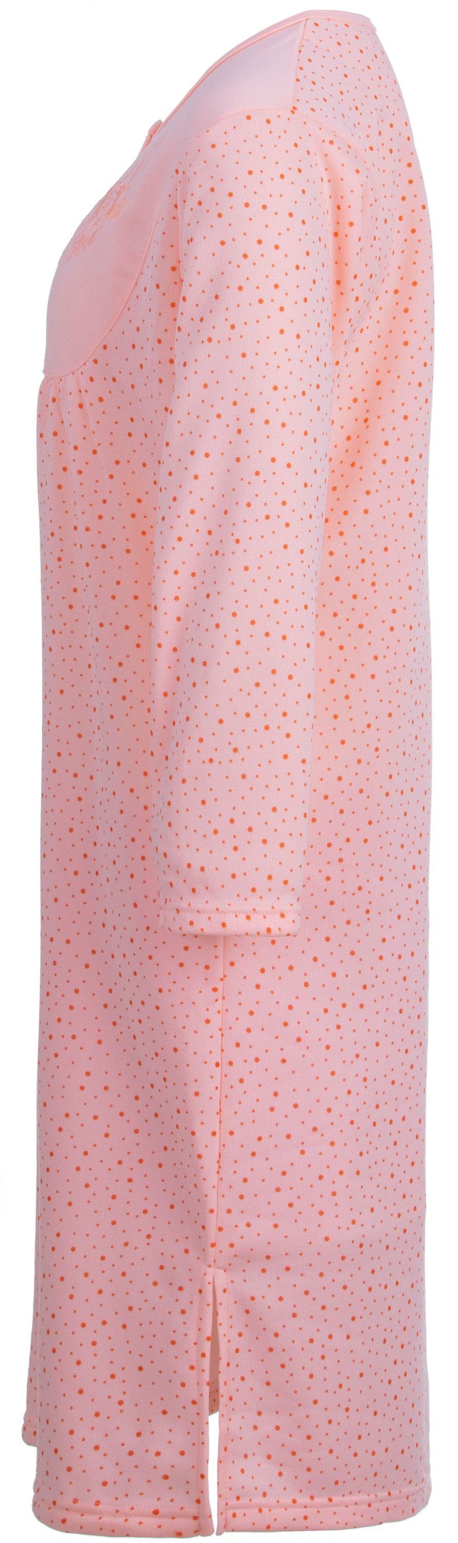 Nachthemd Thermo - Stickerei Punktemix Nachthemd zeitlos apricot mit