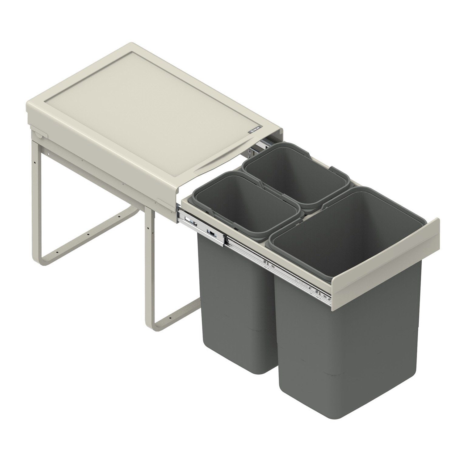 BigDean Einbaumülleimer Mülltrennsystem 3fach 38L (2x9L + 20L