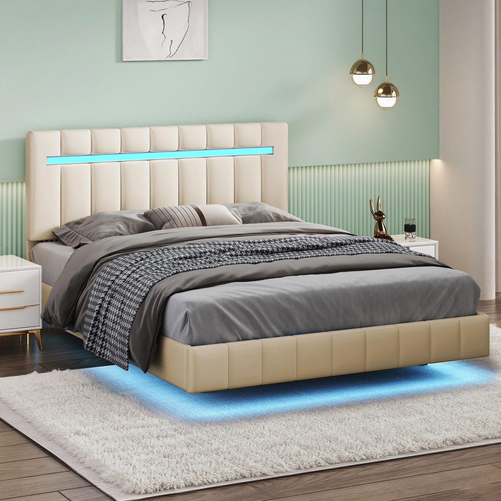 MODFU Polsterbett mit LED & Kopfteil günstig online kaufen