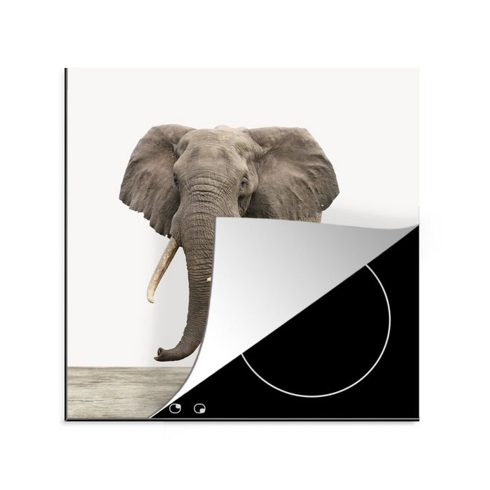 MuchoWow Herdblende-/Abdeckplatte Tiere - Elefant - Grau Vinyl (1 tlg) Ceranfeldabdeckung Arbeitsplatte für küche