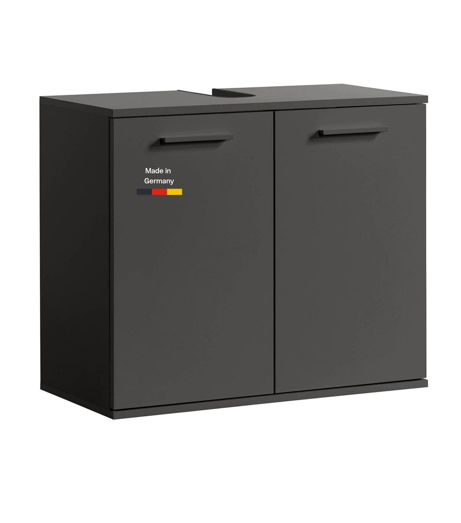 mokebo Waschbeckenunterschrank Der Waschbär (60x70x34 cm, in Anthrazit Schwarz) Waschtischunterschrank, Waschtisch oder Badezimmerschrank aus Holz. € 79,99