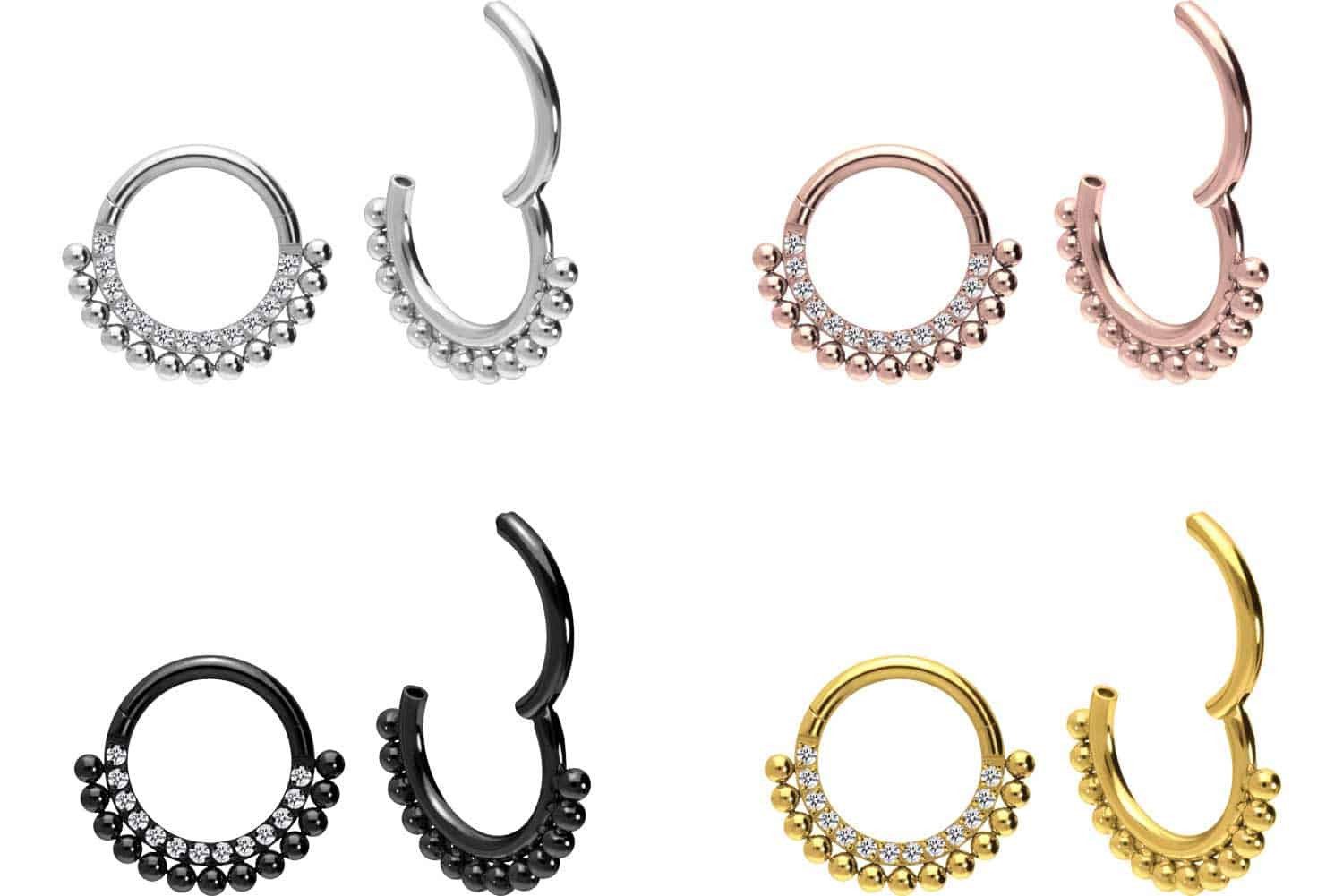 PIERCINGLINE Nasenpiercing Titan Segmentring Clicker EINGEFASSTE KRISTALLE günstig online kaufen
