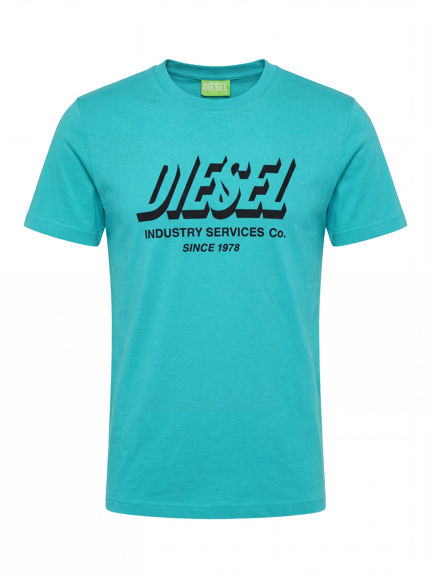 Diesel Rundhalsshirt Logo Print Slim Fit Bio Baumwolle - T-DIEGOS-A5 5II Türkis