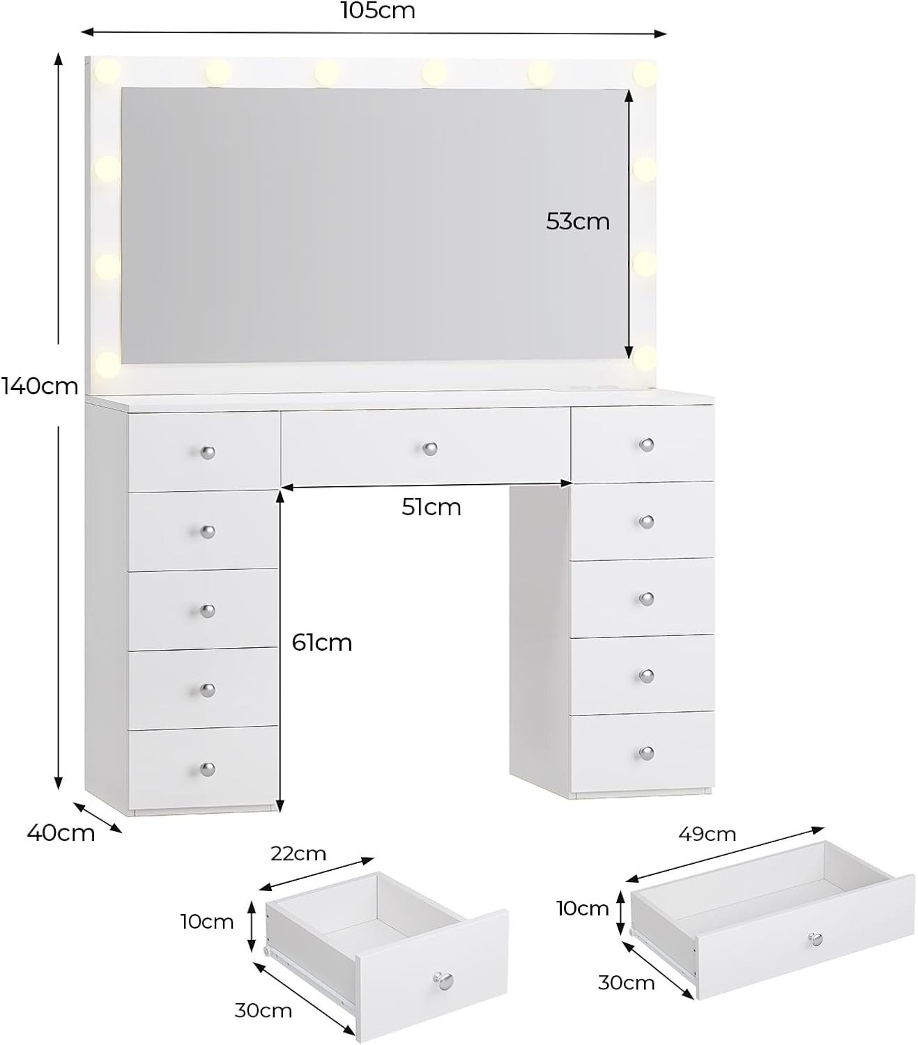 MSMASK Schminktisch mit LED Beleuchtung, XXL günstig online kaufen