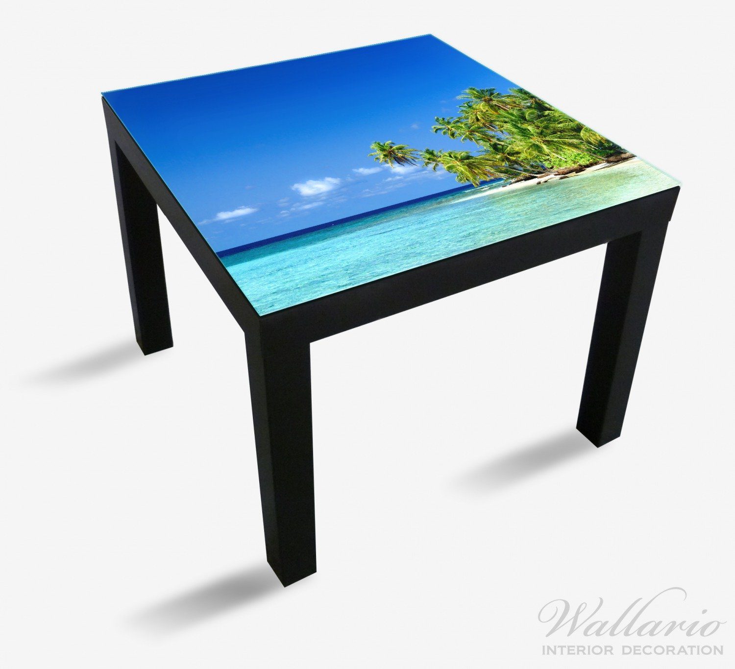Wallario das Palmen Strand (1 Himmel Blauer und St), geeignet Tischplatte Lack Ikea Meer weißer für tiefblaue Tisch