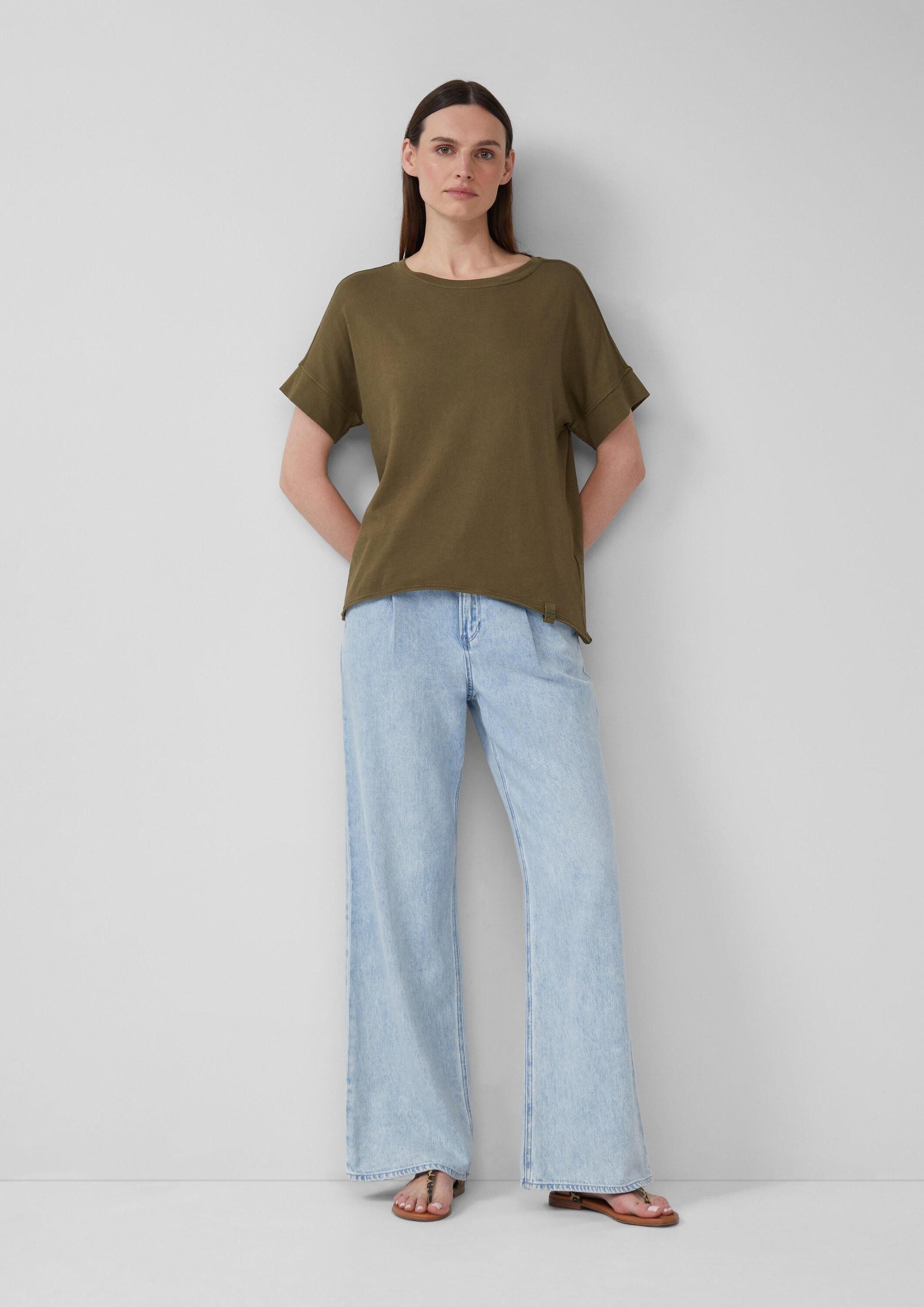 s.Oliver Kurzarmshirt T-Shirt Baumwollshirt mit Wascheffekt und Rollsaum