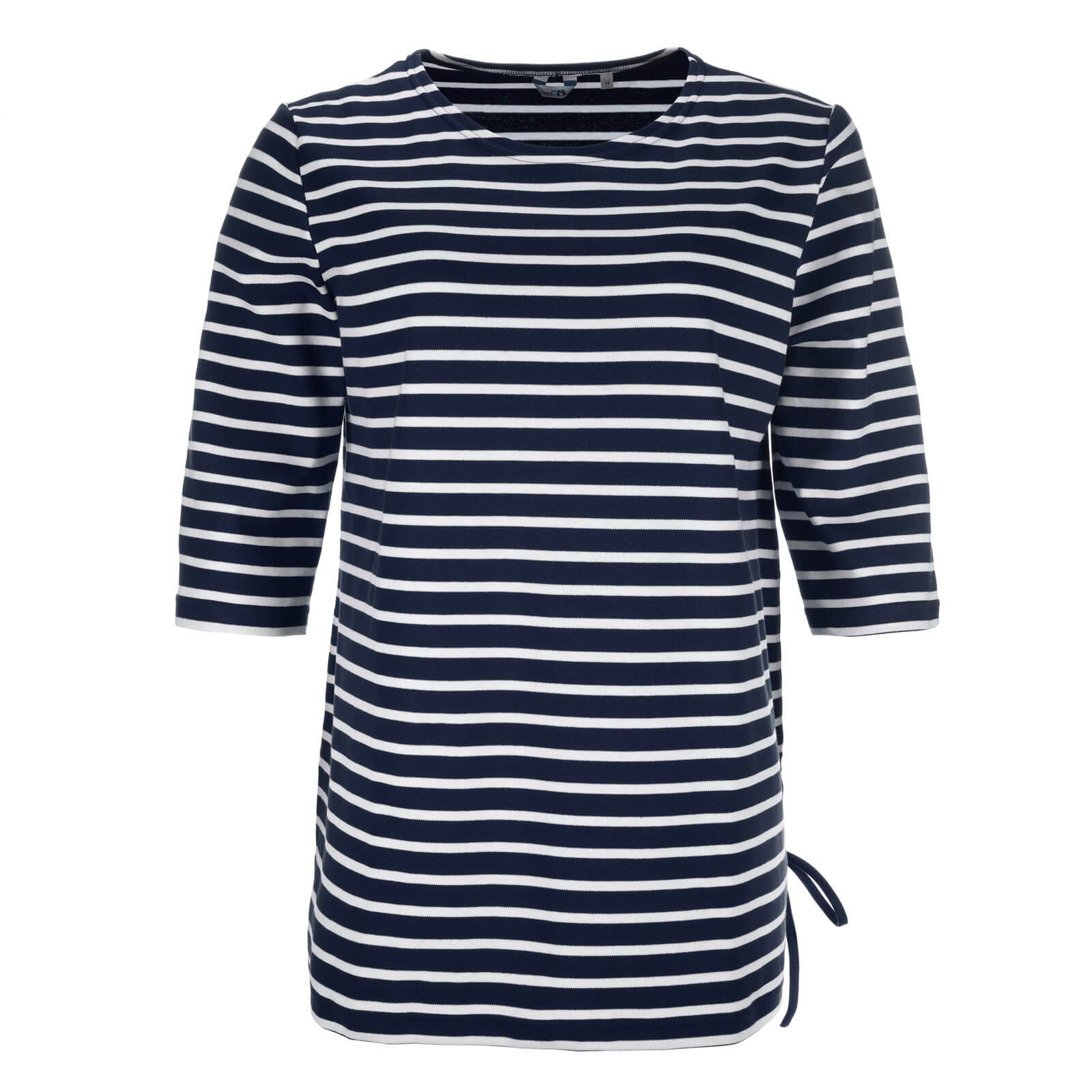 modAS Rundhalsshirt Damen Long-Shirt 1/2-Arm Streifen Maritim mit modischer Schnürung