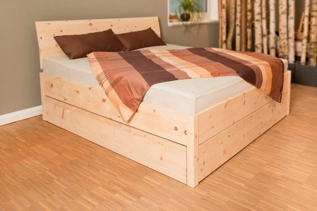 geborgenschlafen Massivholzbett aus Zirbenholz - Naturbett - Zirbenholzbett (Ella Massivholzbett, Boxspringbett aus massivem Zirbenholz), Hergestellt in Deutschland - Эко-товар