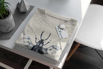 Sinus Art T-Shirt Herren Shirt 100% Bio-Baumwolle T-Shirt Aquarell Motiv Käfer Insekt Farbe Nachhaltig Organic Ökomod (1-tlg)