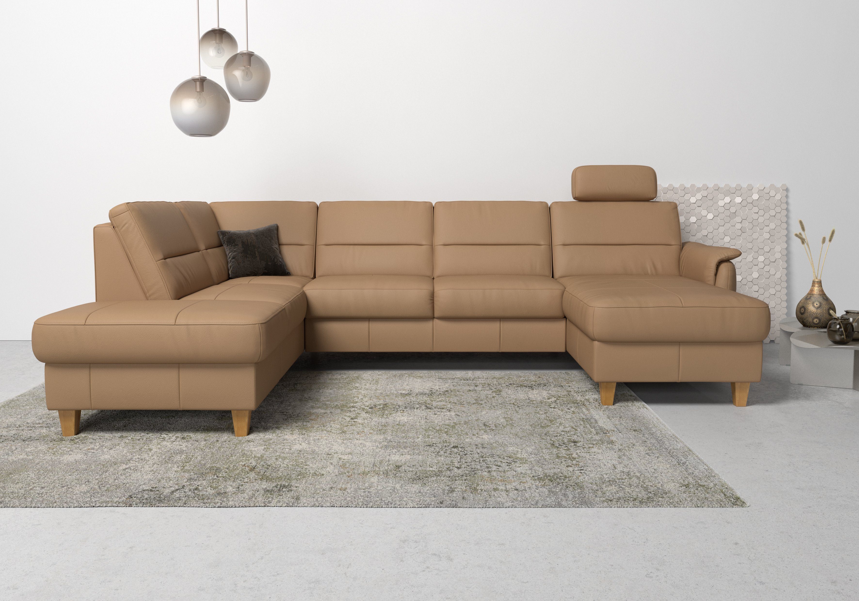 Home affaire Wohnlandschaft Palmera U-Form, B: 308 cm, optional Bettfunktion & Bettkasten, Federkern