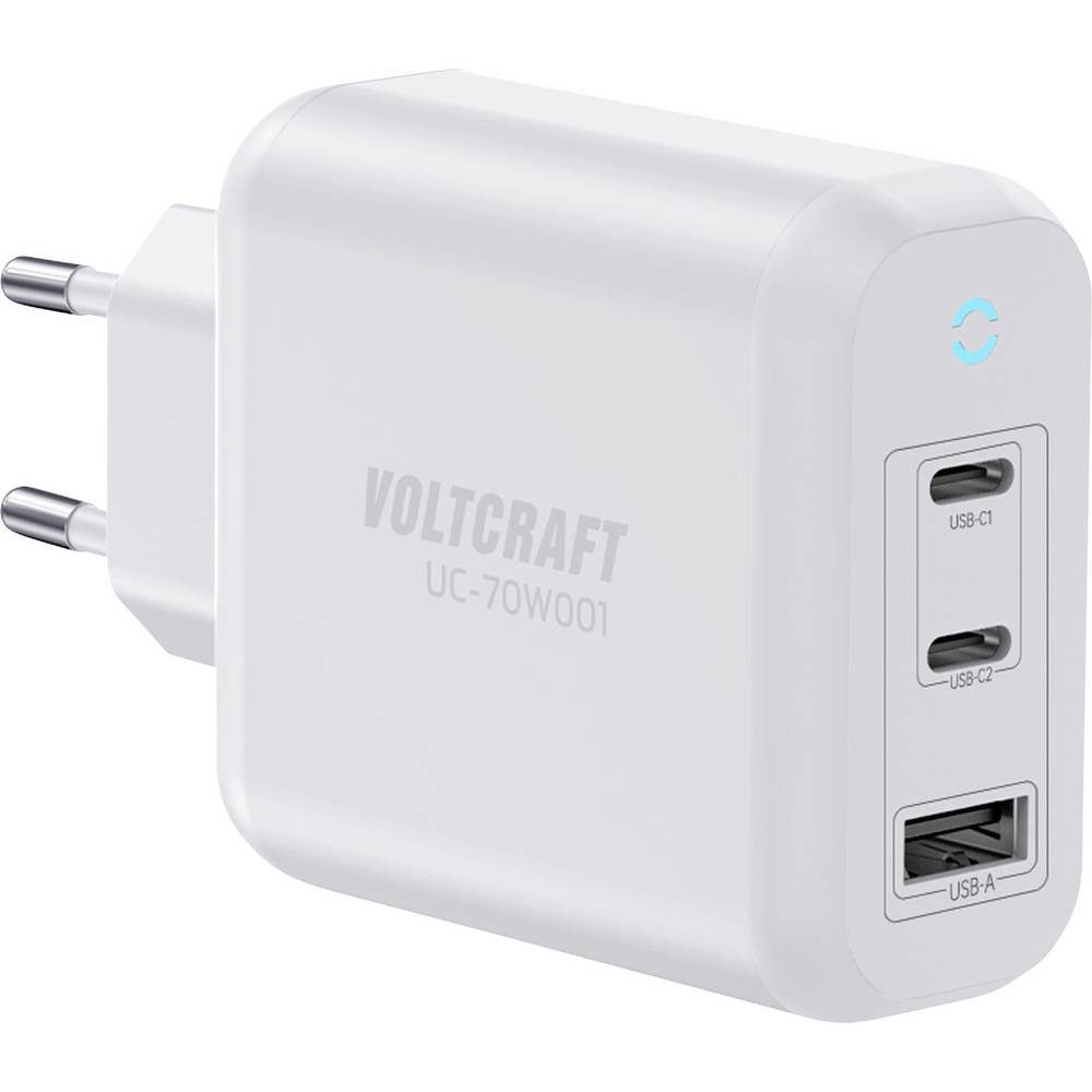 VOLTCRAFT UC-70W001 USB Ladegerät 70 W 1x USB-A, 2x USB-C® Fast Charge, USB PD USB-Ladegerät (GaN)