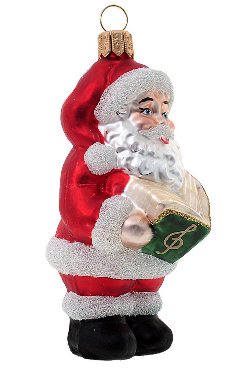 Gesangbuch, mit Weihnachtsmann singend Weihnachtskontor mundgeblasen handdekoriert Dekohänger Hamburger Christbaumschmuck - -