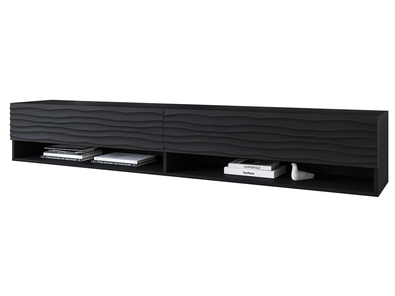 Feldmann-Wohnen Lowboard Lowboard A (Lowboard A, 1 St., Lowboard), 180x32x30cm grifflos schwarz Wellenmuster