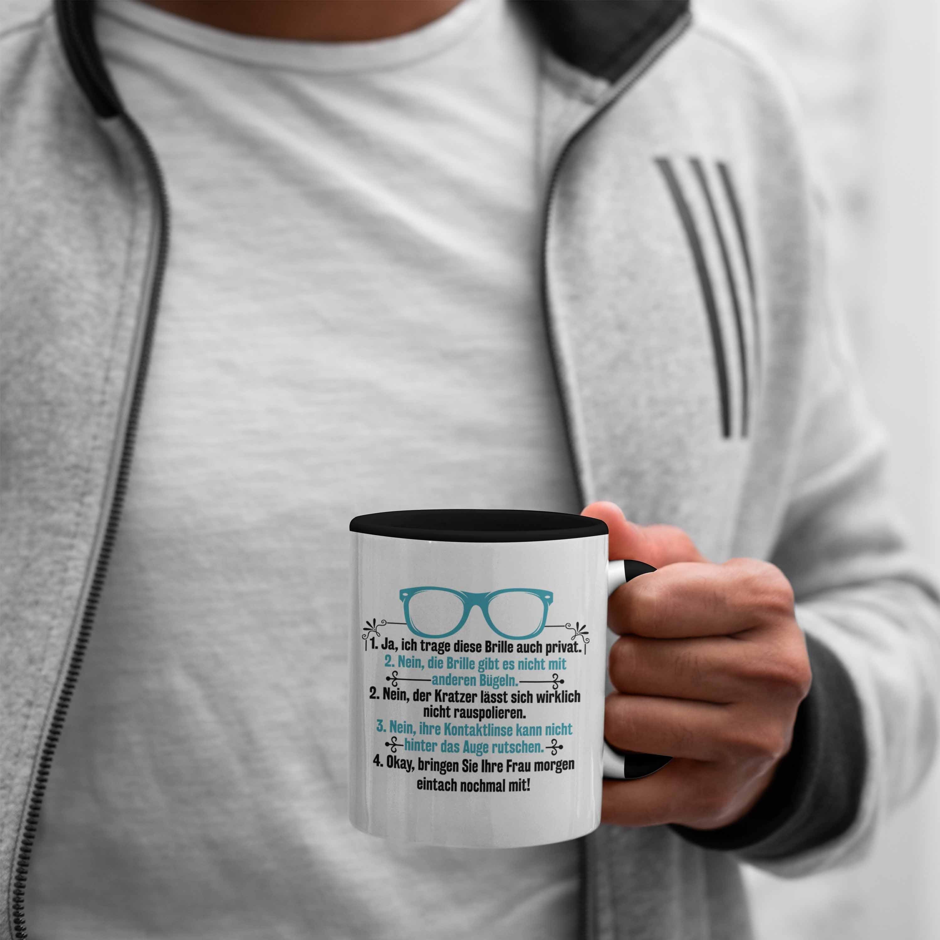 Trendation Tasse Trendation - Lustiger Augenoptiker Brillenverkäufer Optiker Spruch Geschenkidee Schwarz Tasse Geschenk