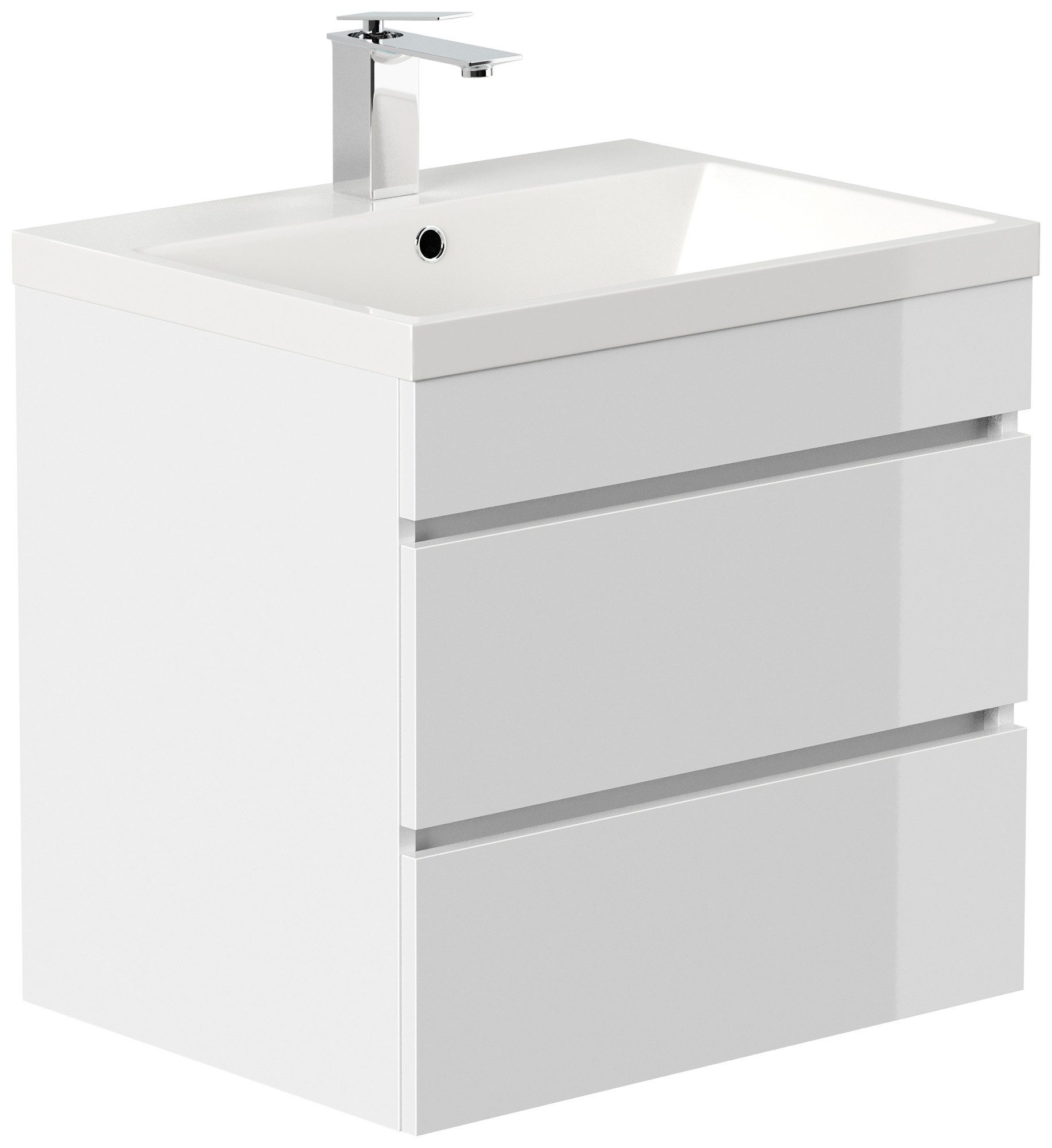 Magnolia Home Waschtisch Badmöbel Via 60 SoftClose weiss hochglanz mit grifflosen Schubladen – Bild 3 von 5