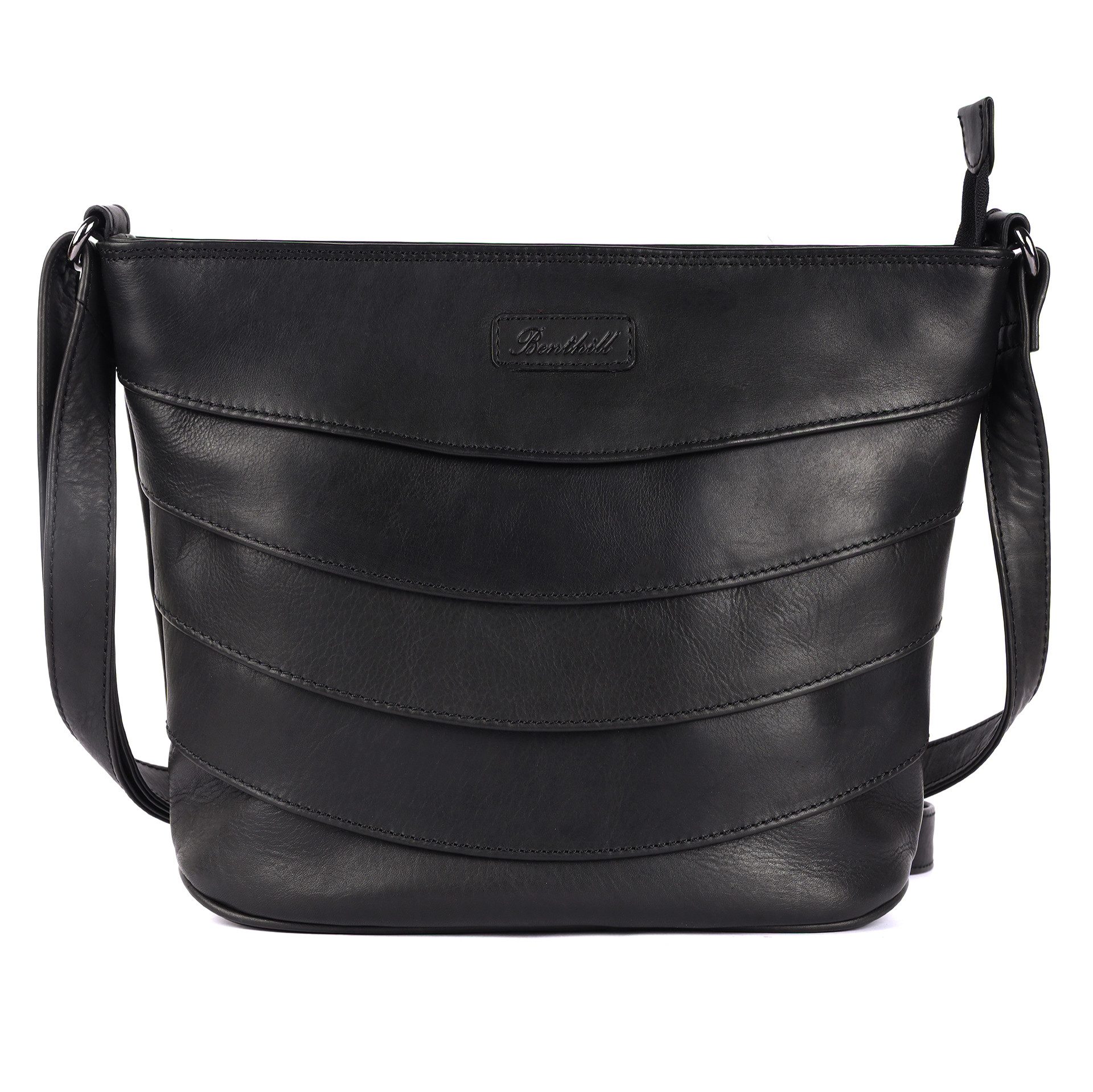 Benthill Umhängetasche Damen Echt Leder Handtasche Shopper Vintage Umhängetasche, Schultergurt / Umhängegurt Reißverschlussfach – Bild 2 von 5