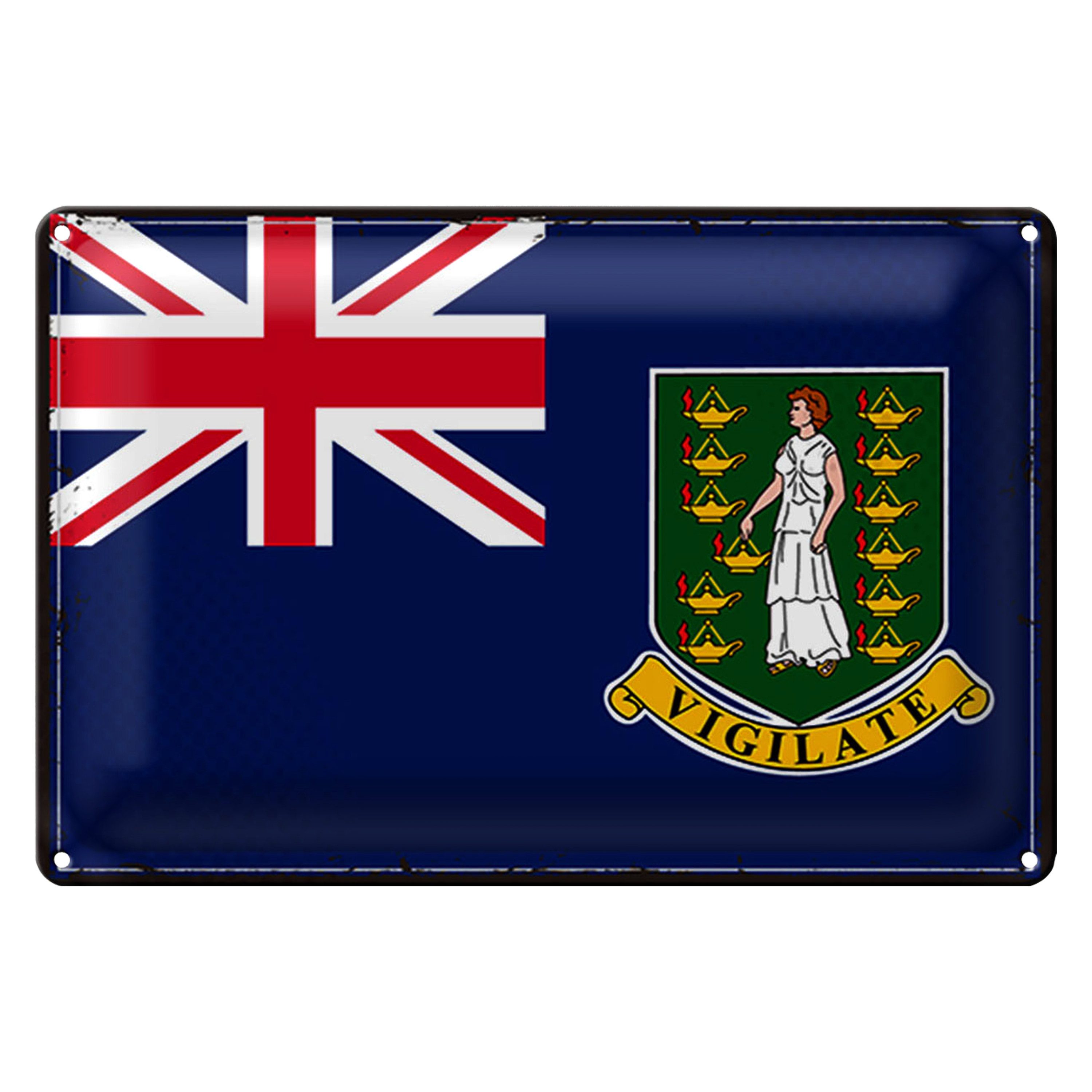 Roomando Metallschild Flagge Britische Jungferninseln 40x30cm Retro
