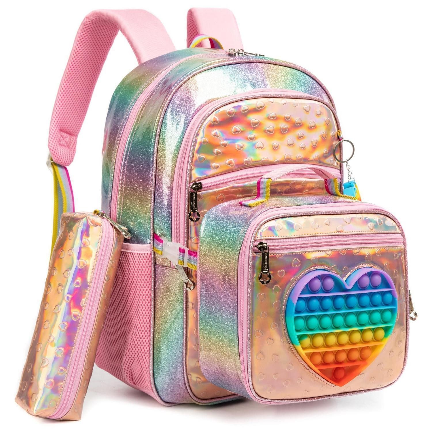 LuxusKollektion Schulranzen Schulranzen Set Mädchen Rosa Herz 3teilig