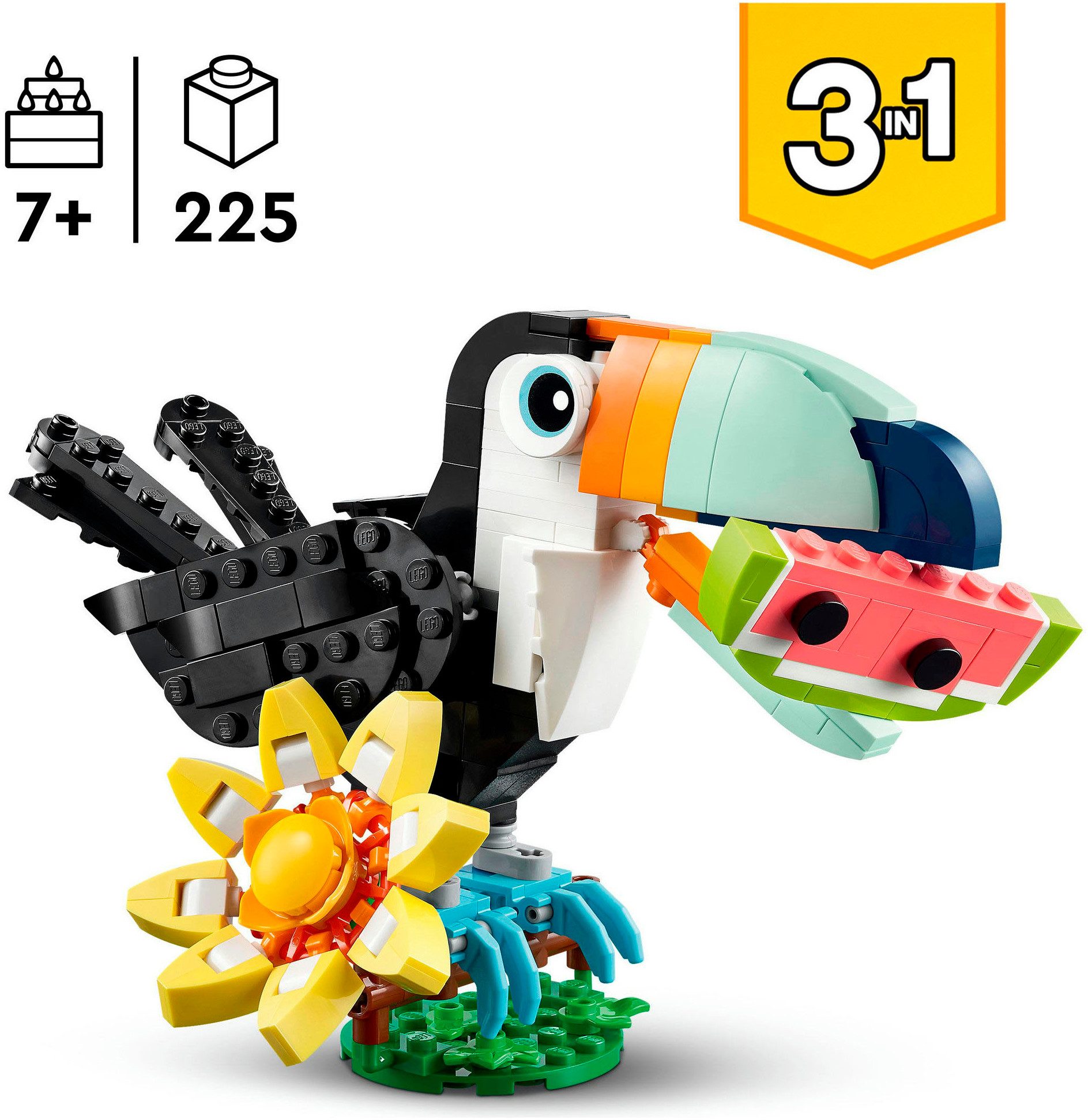 LEGO® Wilde Tiere: Tropischer Tukan (31173), LEGO Creator Konstruktionsspielsteine, (225 St), Made in Europe – Bild 3 von 5