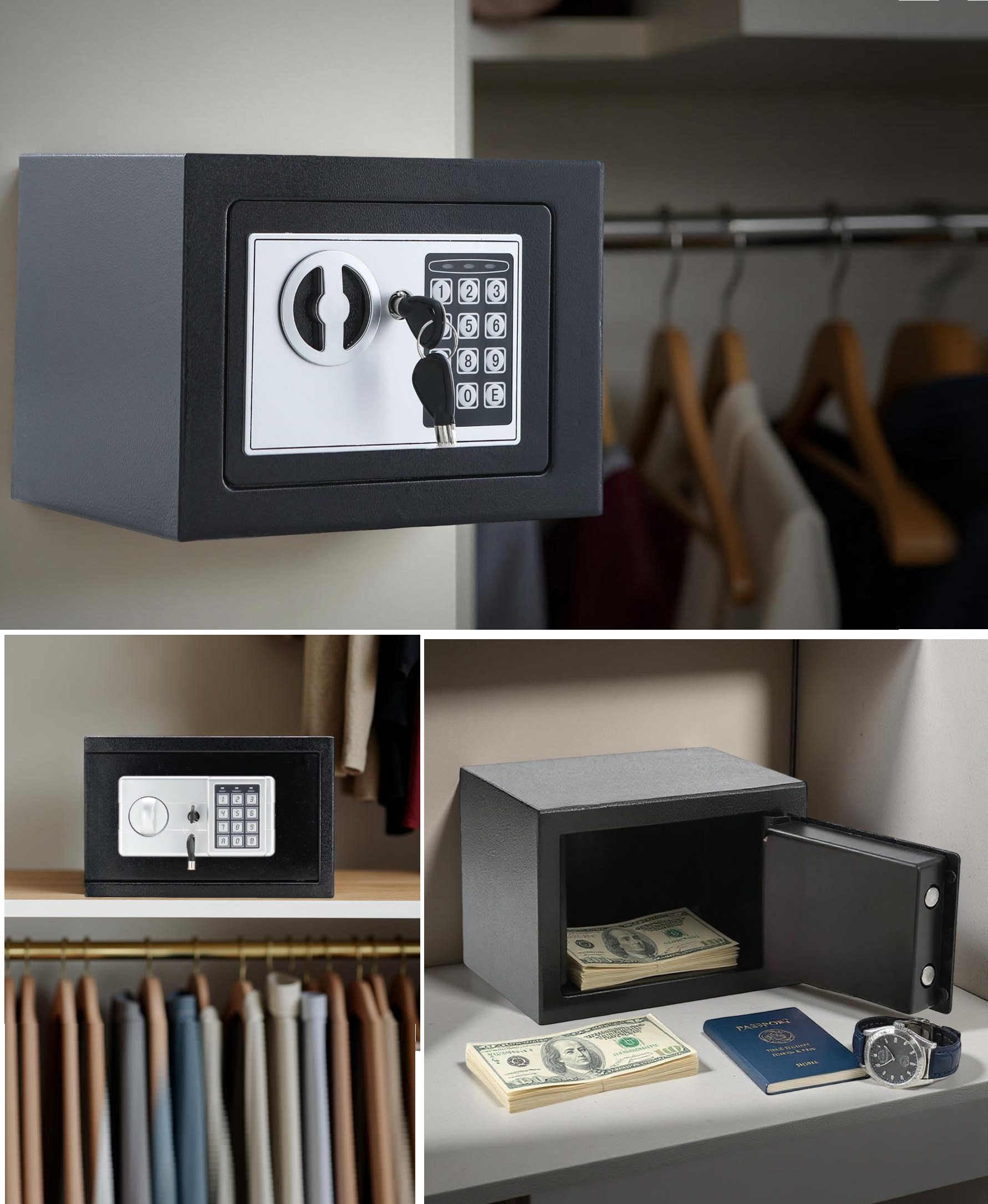 Rungassi Wandtresor Stark`s LED Elektronischer Safe Tresor Geldschrank Wandtresor – Bild 3 von 5