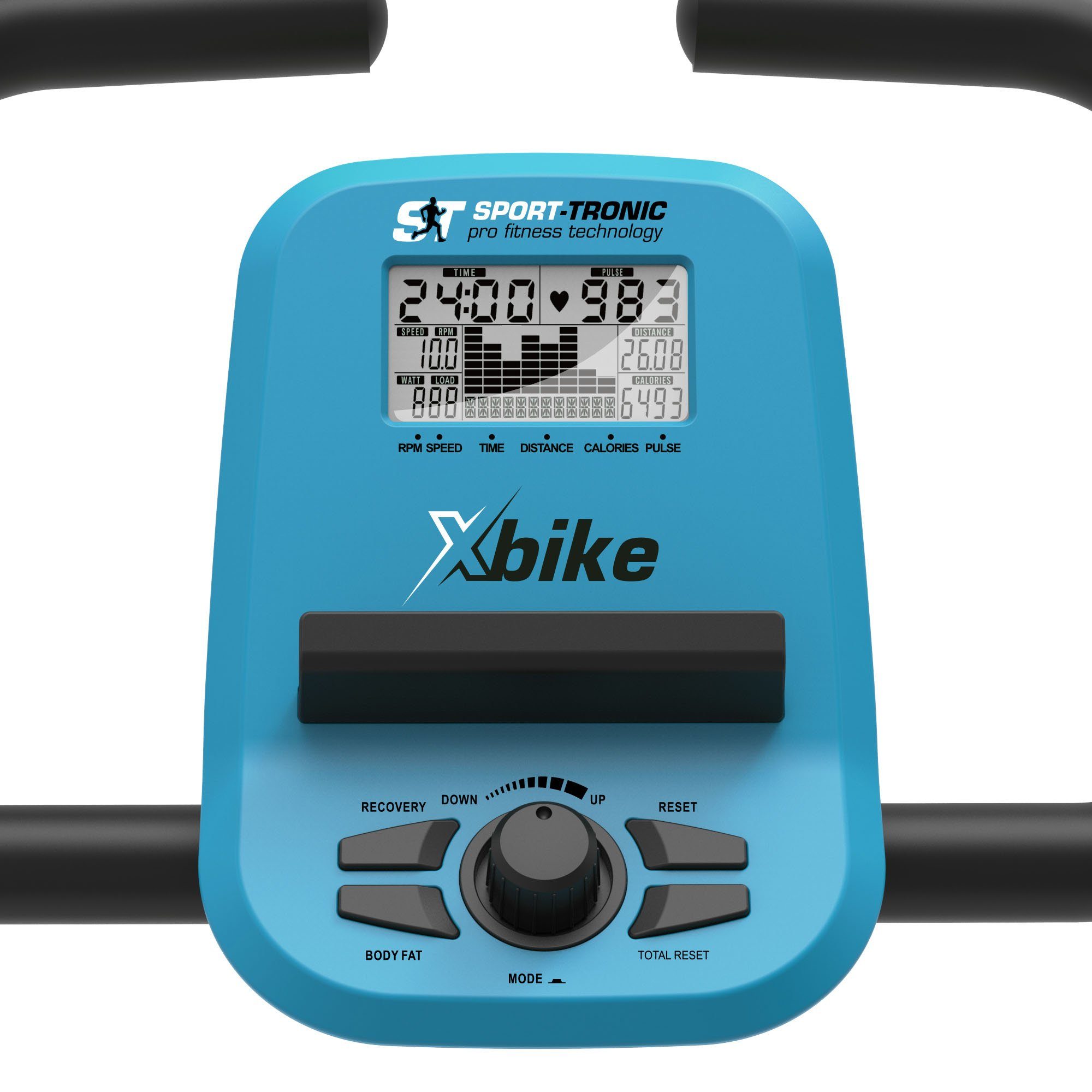 mit Display), für Sport Trimmrad Widerstandsstufen 8 Heimtrainer Zuhause Rad klapp Bike Spar-Set, (Set, / Standfahrrad Fahrrad SportTronic LCD blau
