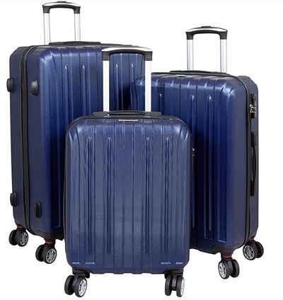 JUNG Kofferset LM1003 Koffer Set 3 tlg ABS-Hartschale, mit Zahlenschloß Teleskopgriff, (Trolley, Hartschalenkoffer Set, Luggage, Reisetasche, Urlaubskoffer, Hartschalen Koffer, Trolley, Reisekoffer Set 3 Teilig), Kofferset 3 Größen- Handgepäck/Mittel/Groß, Reisekoffer mit Rollen